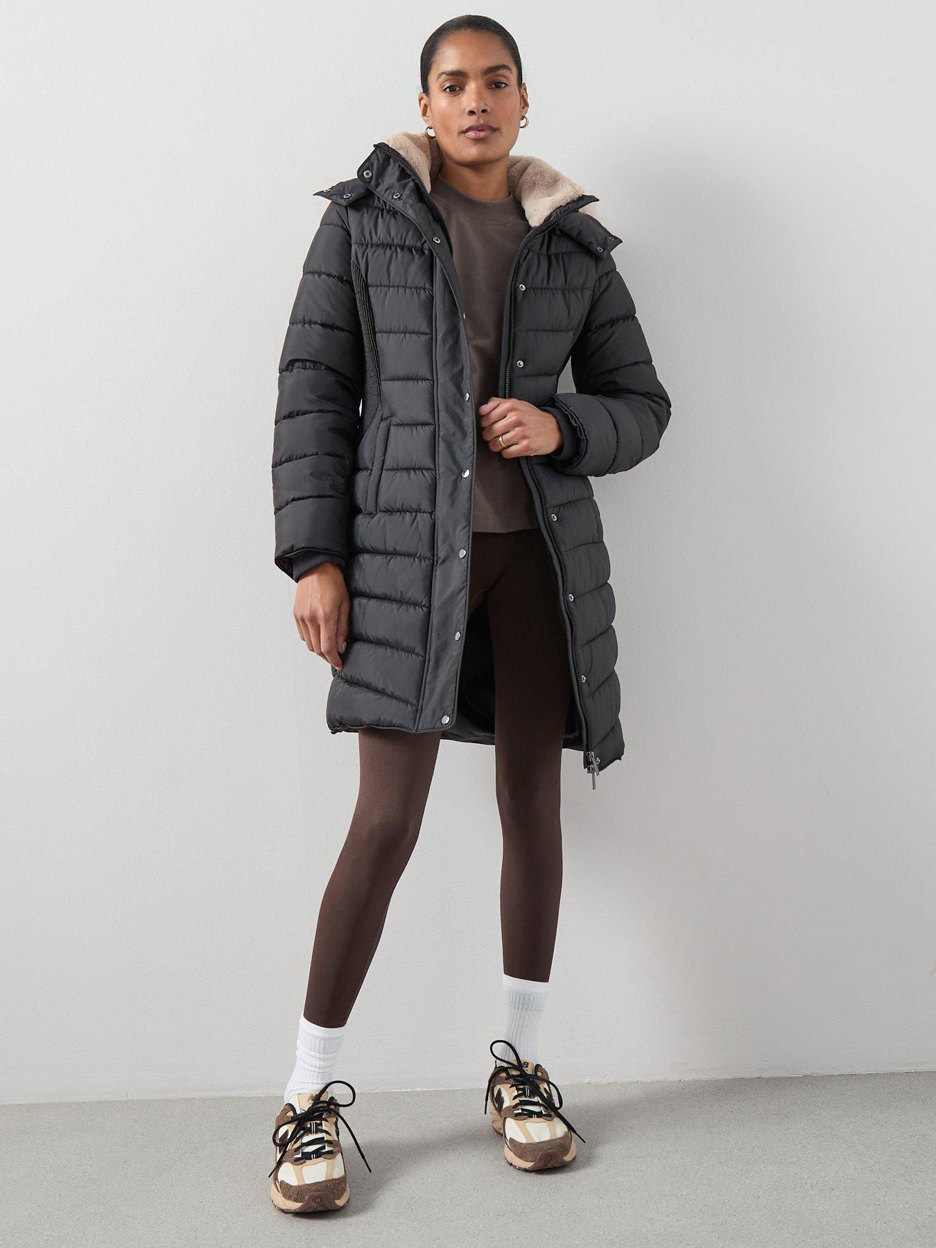 The Very Collection Waist Detail Padded Coat - Black