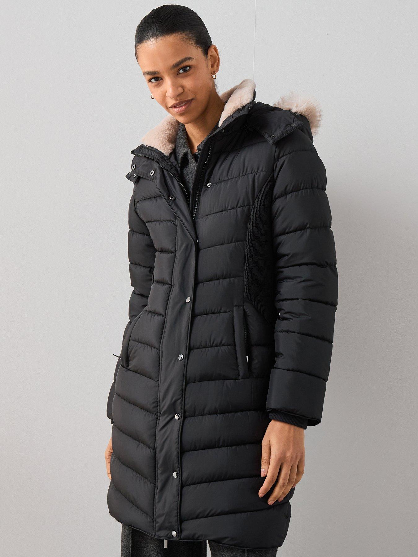 The Very Collection Waist Detail Padded Coat - Black