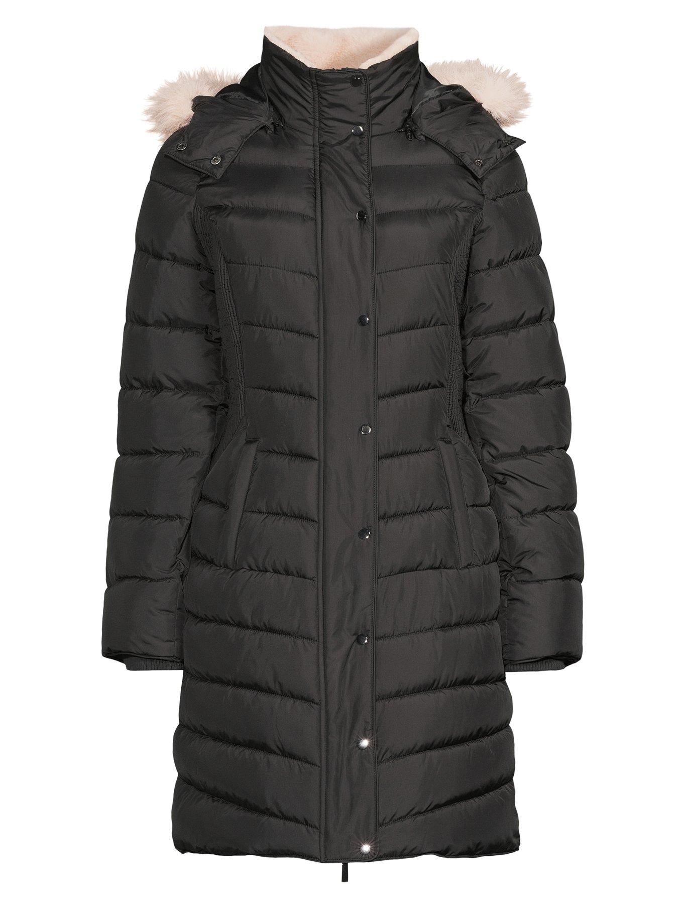 Image 7 of 7 of The Very Collection Waist Detail Padded Coat - Black