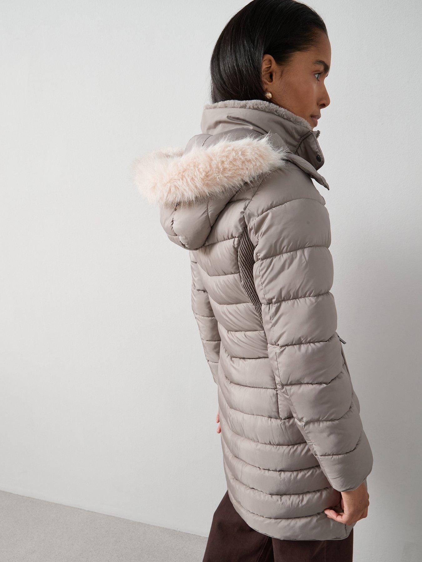 Image 2 of 7 of The Very Collection Waist Detail Padded Coat - Mink