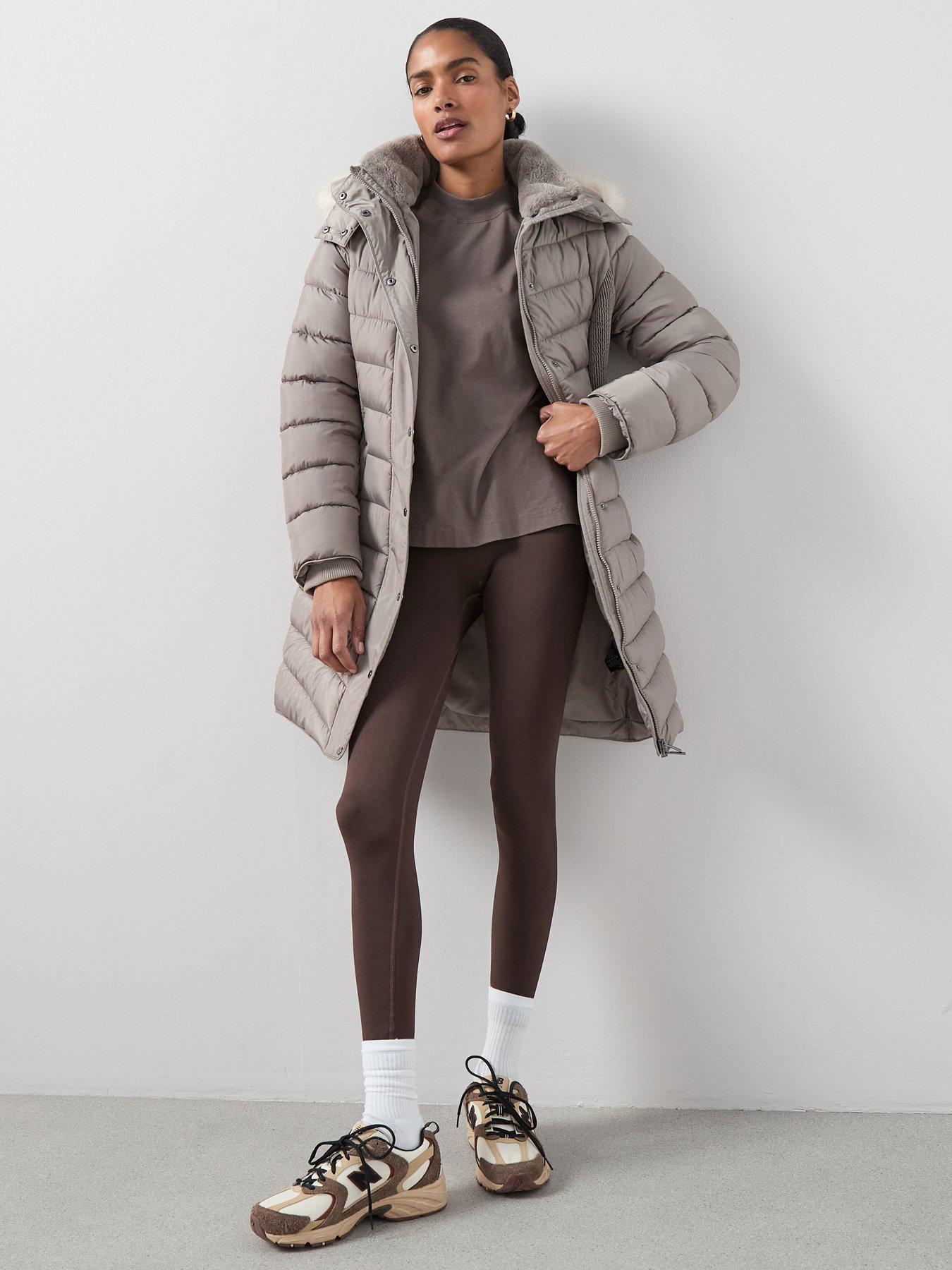 Image 6 of 7 of The Very Collection Waist Detail Padded Coat - Mink