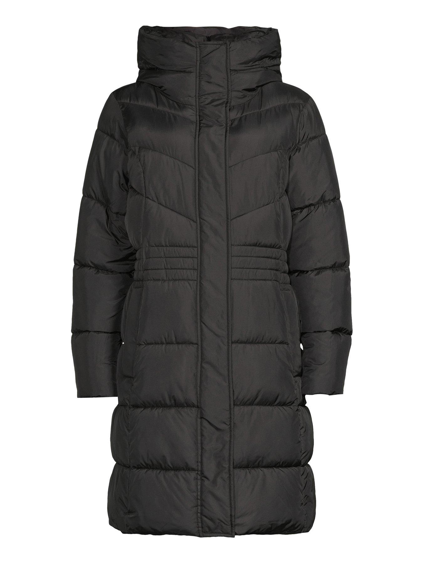 Image 7 of 7 of The Very Collection Longline Sorona Padded Coat With Pull Out Hood - Black