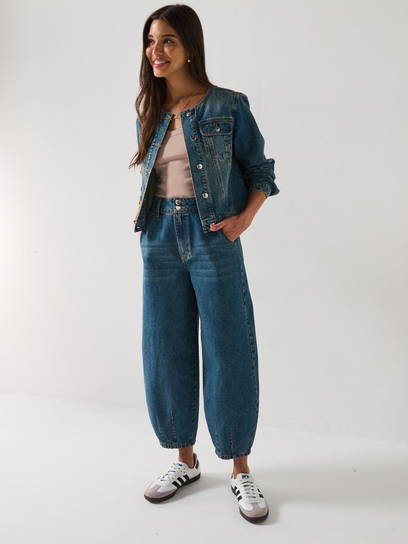 Image 3 of 6 of V by Very Collarless Denim Jacket - Mid Wash