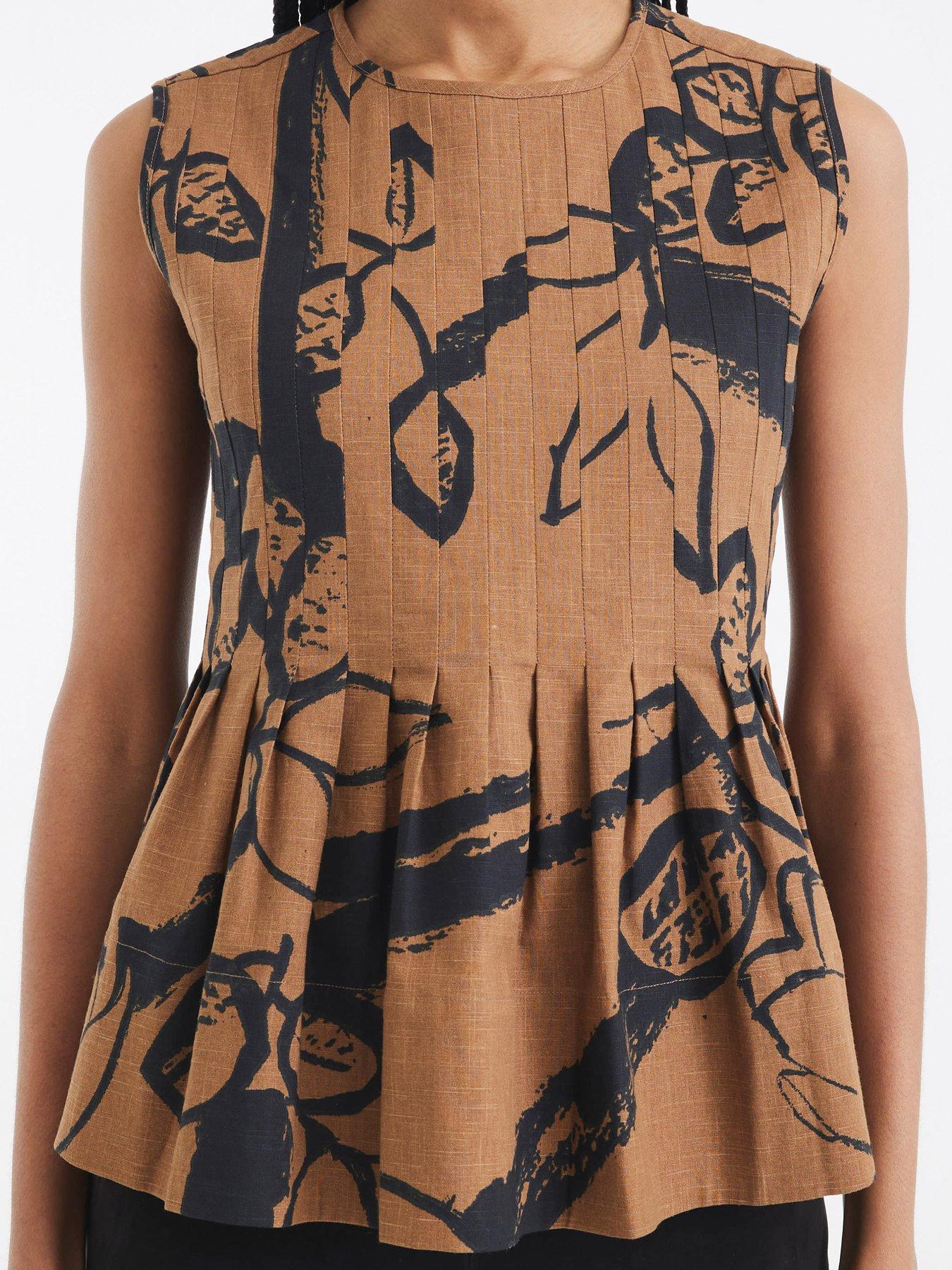 Image 3 of 5 of River Island Pleated Shell Top - Brown