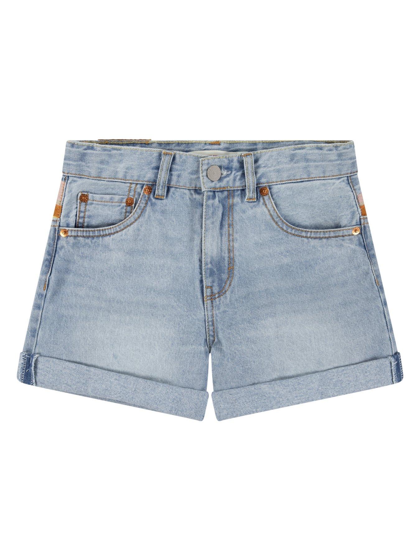 Image 2 of 7 of Levi's Girls Mini Mom Embroidered Shorts - Blue