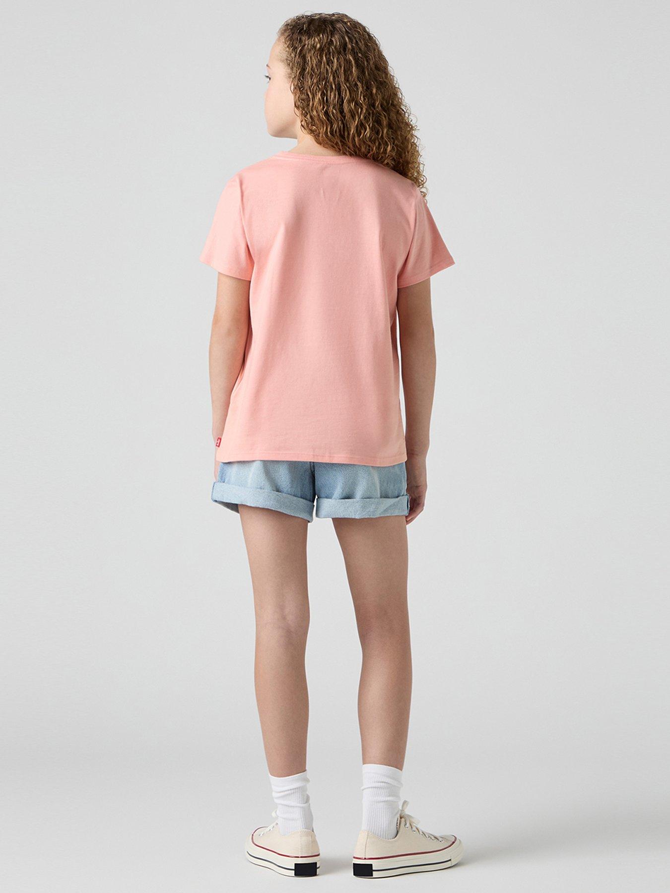 Image 4 of 7 of Levi's Girls Mini Mom Embroidered Shorts - Blue