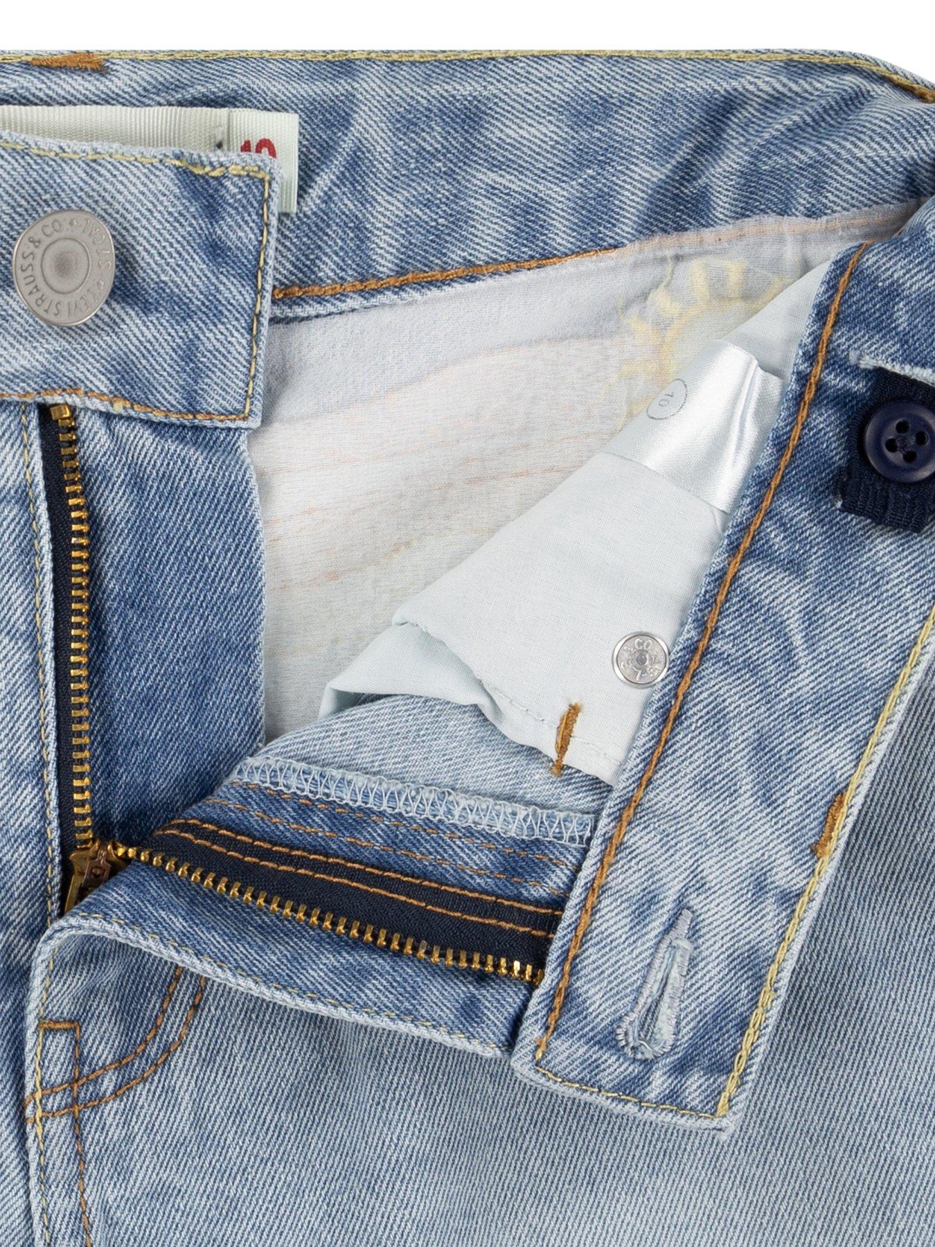 Image 6 of 7 of Levi's Girls Mini Mom Embroidered Shorts - Blue