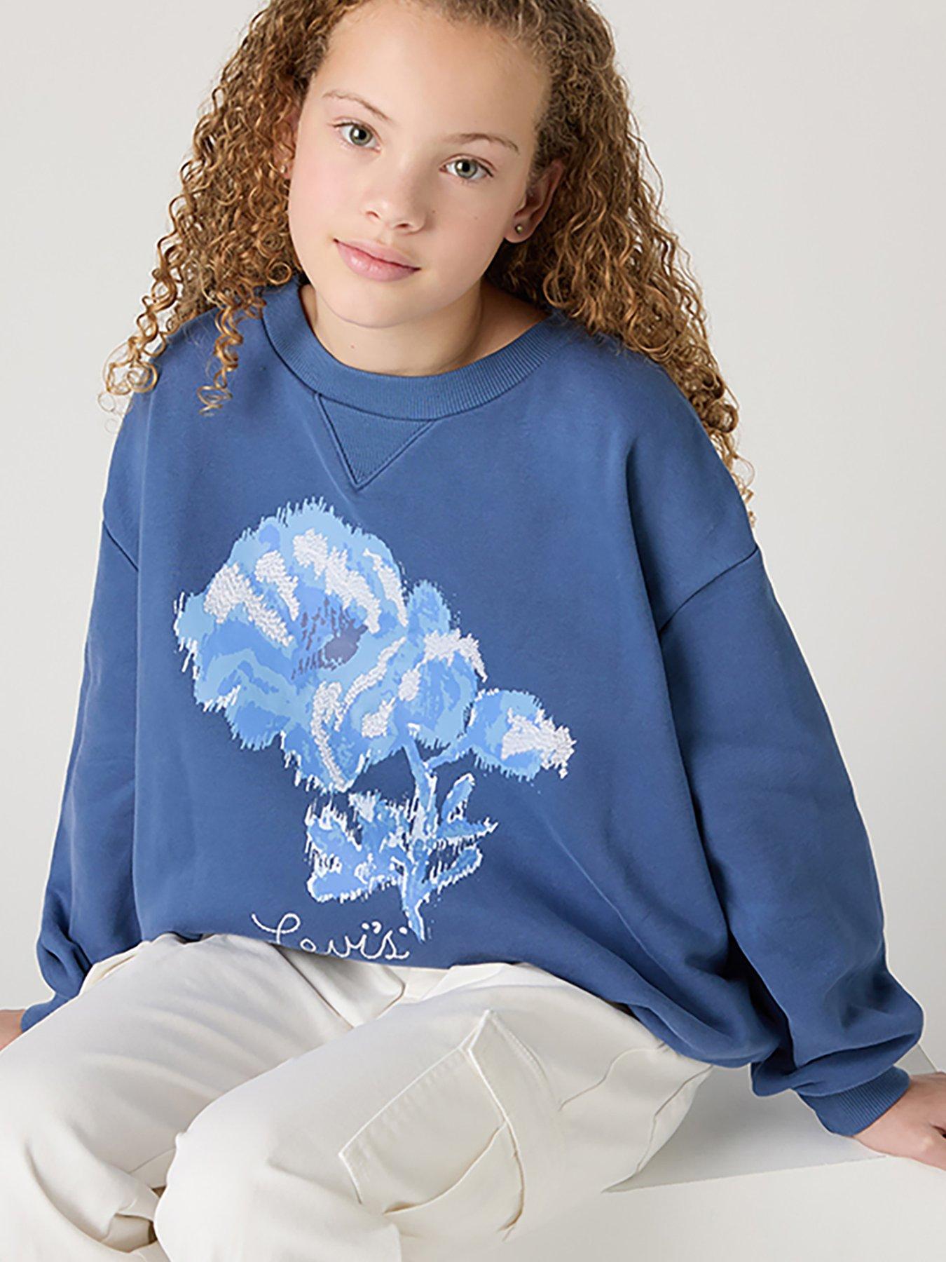 undefined Girls Coastal Collegiate Crew Neck Top - Navy
