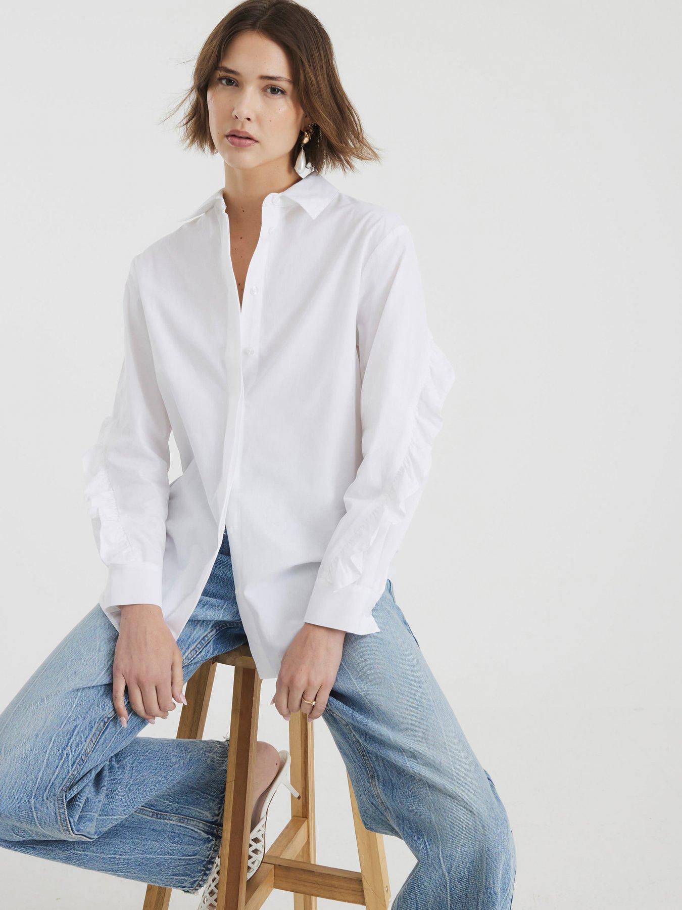 undefined Ruffle Back Shirt - White