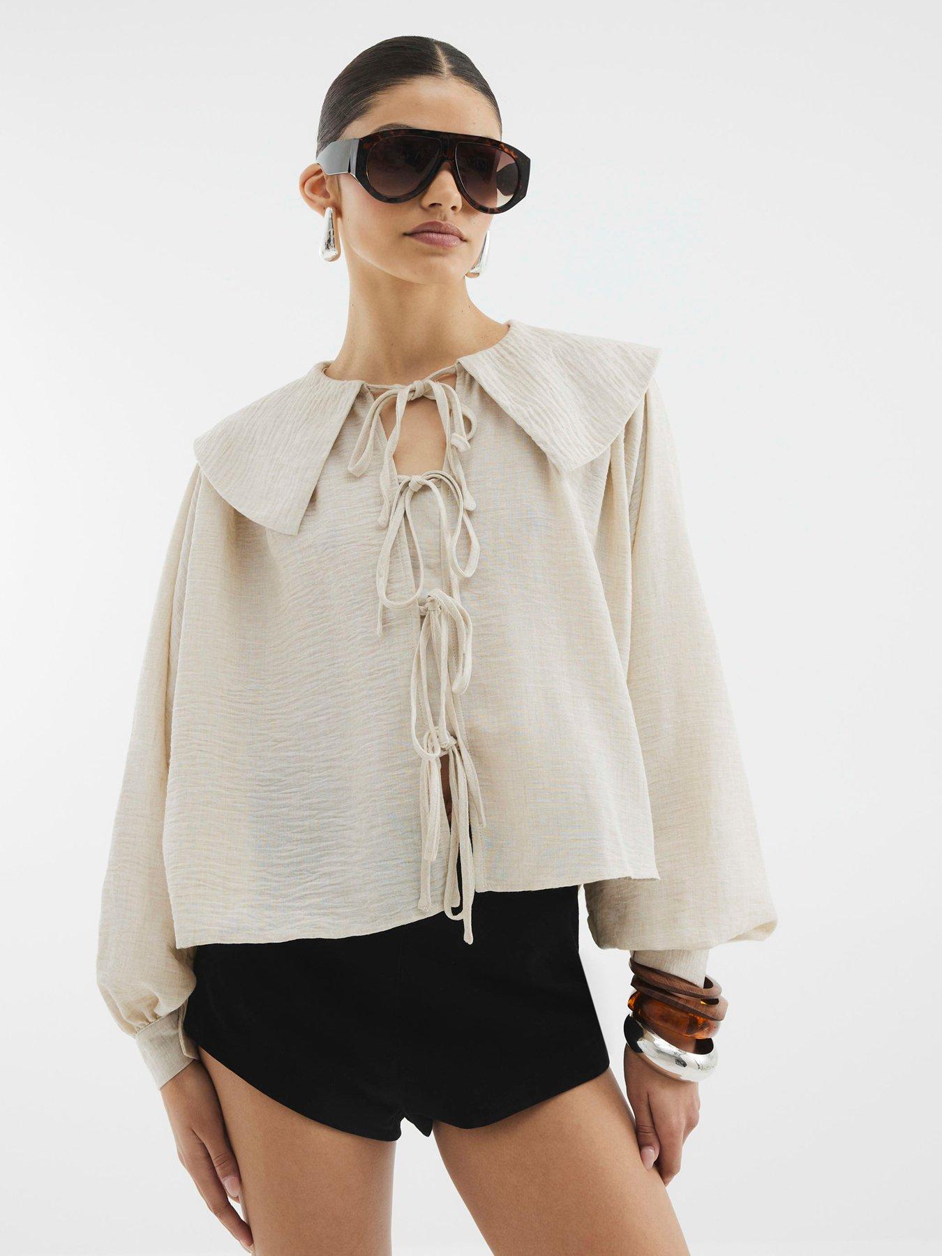 undefined Collar Detail Jacket - Beige