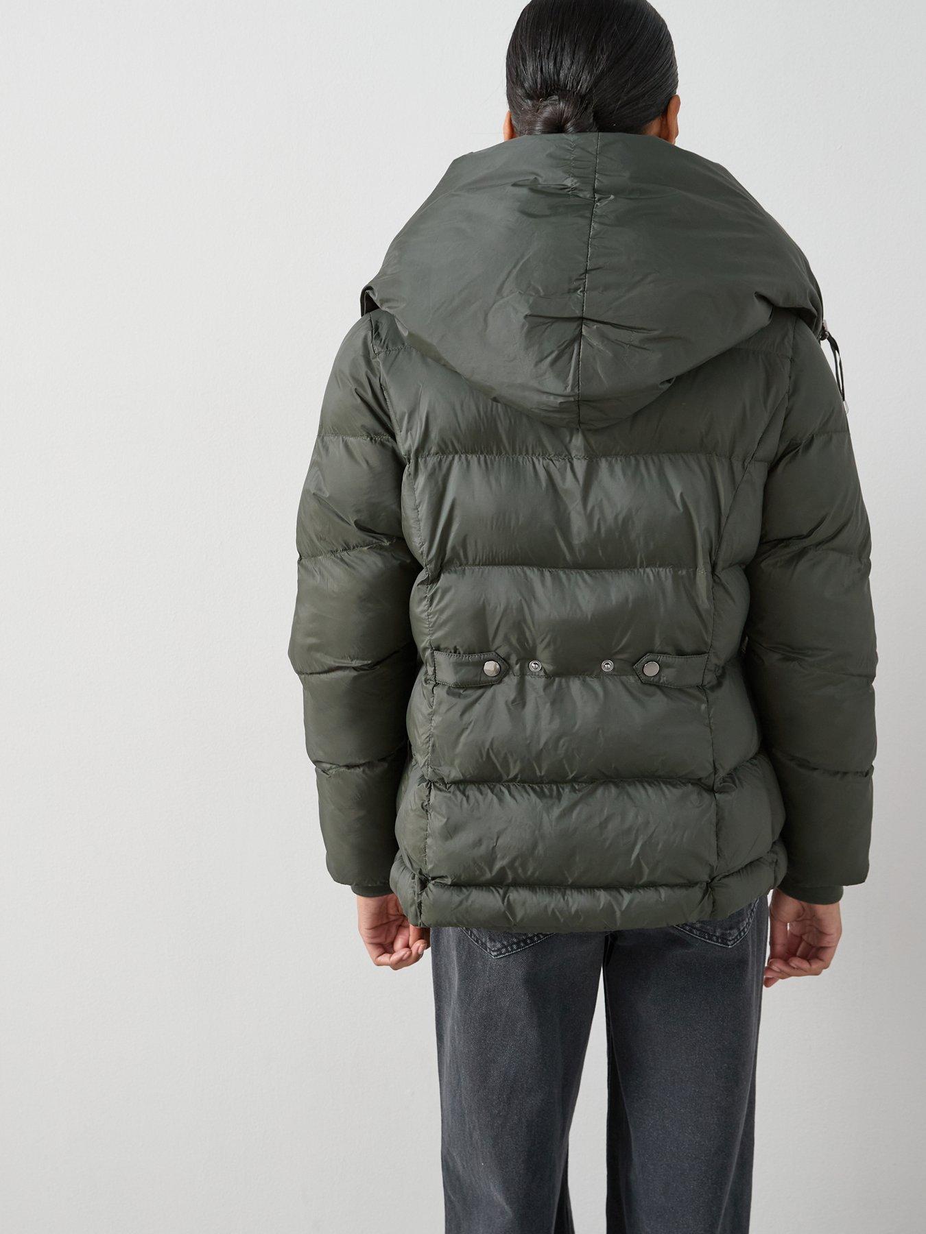 Image 2 of 7 of The Very Collection Double Collar Short Padded Coat With Hood - Khaki