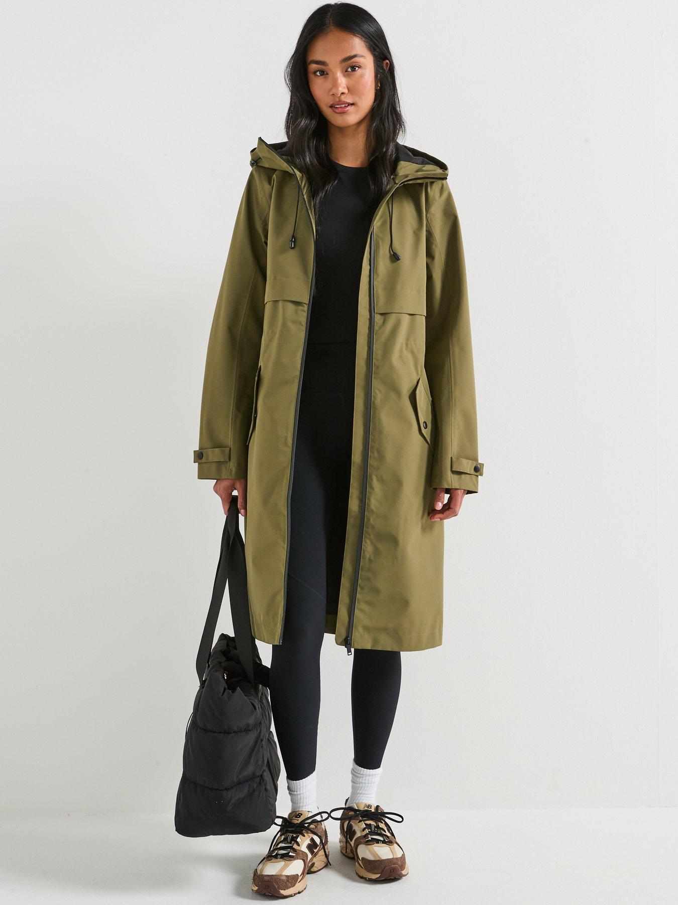 Khaki Woven Hooded Oversized Trench Coat ASOS DESIGN Petite