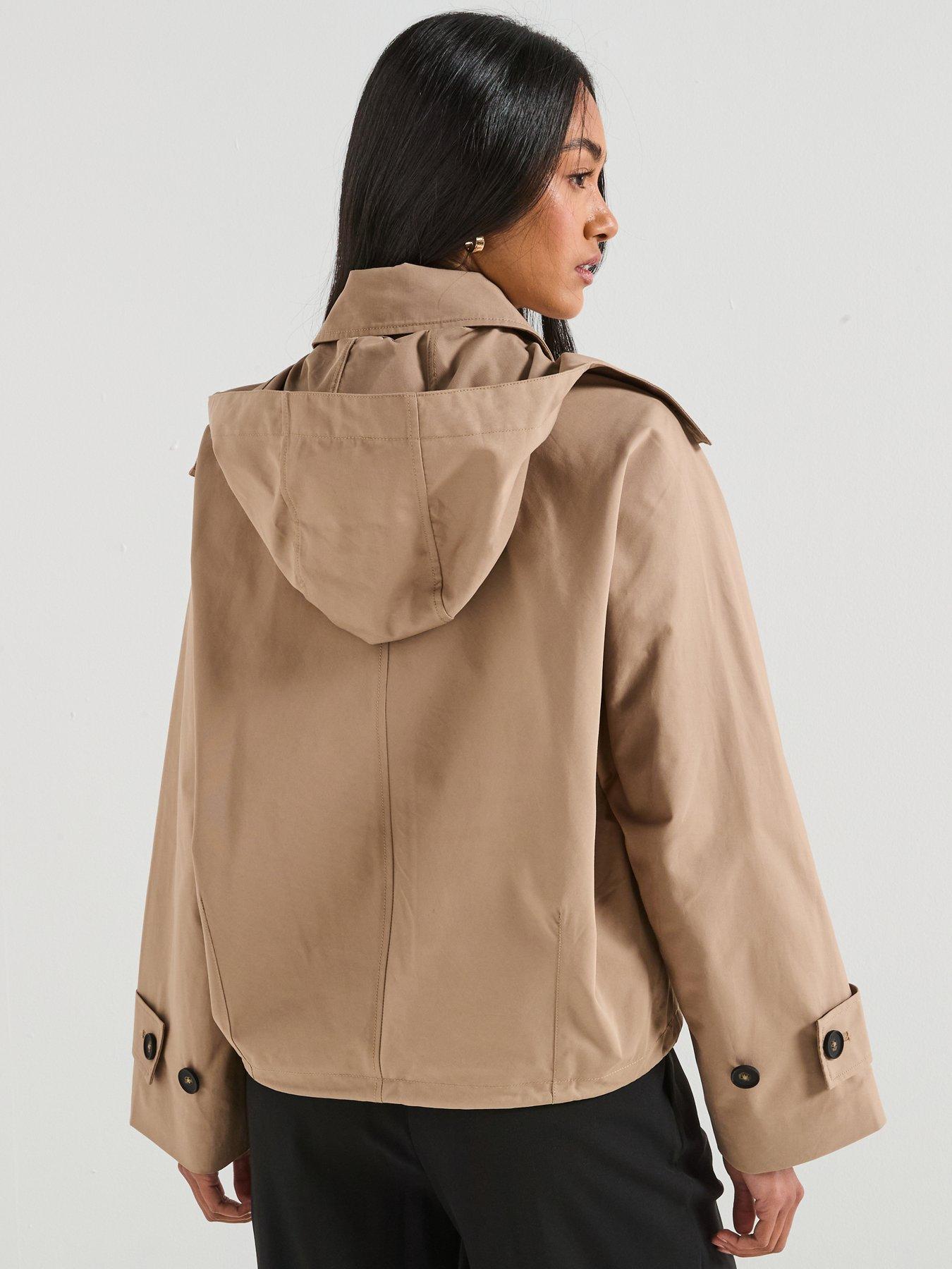 Image 2 of 6 of V by Very Short Hooded Trench - Beige
