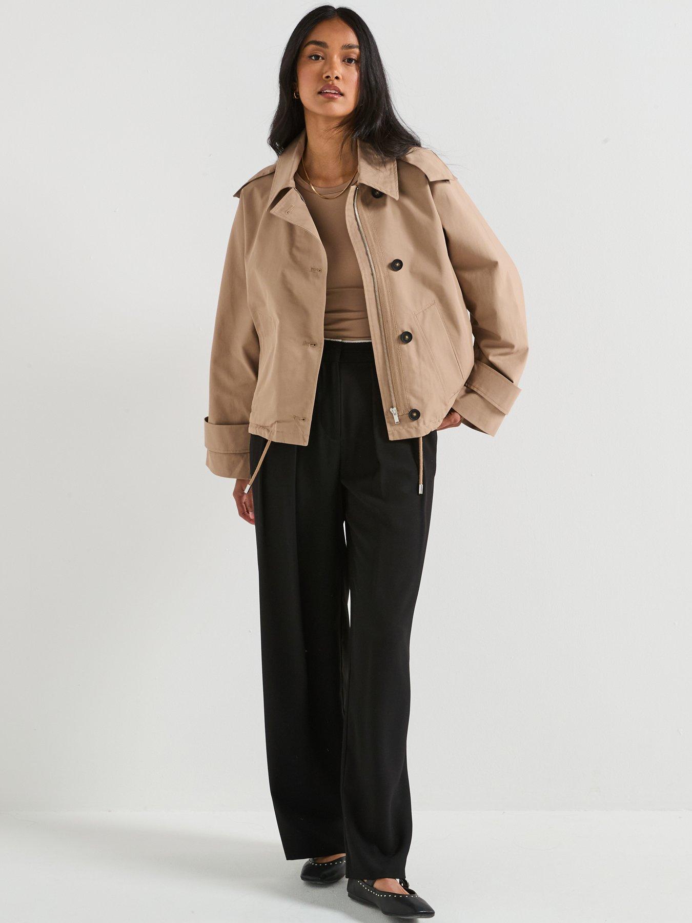 Image 3 of 6 of V by Very Short Hooded Trench - Beige