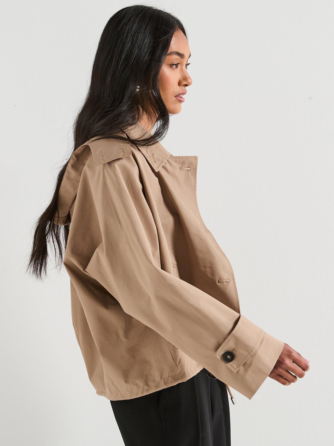 Image 4 of 6 of V by Very Short Hooded Trench - Beige