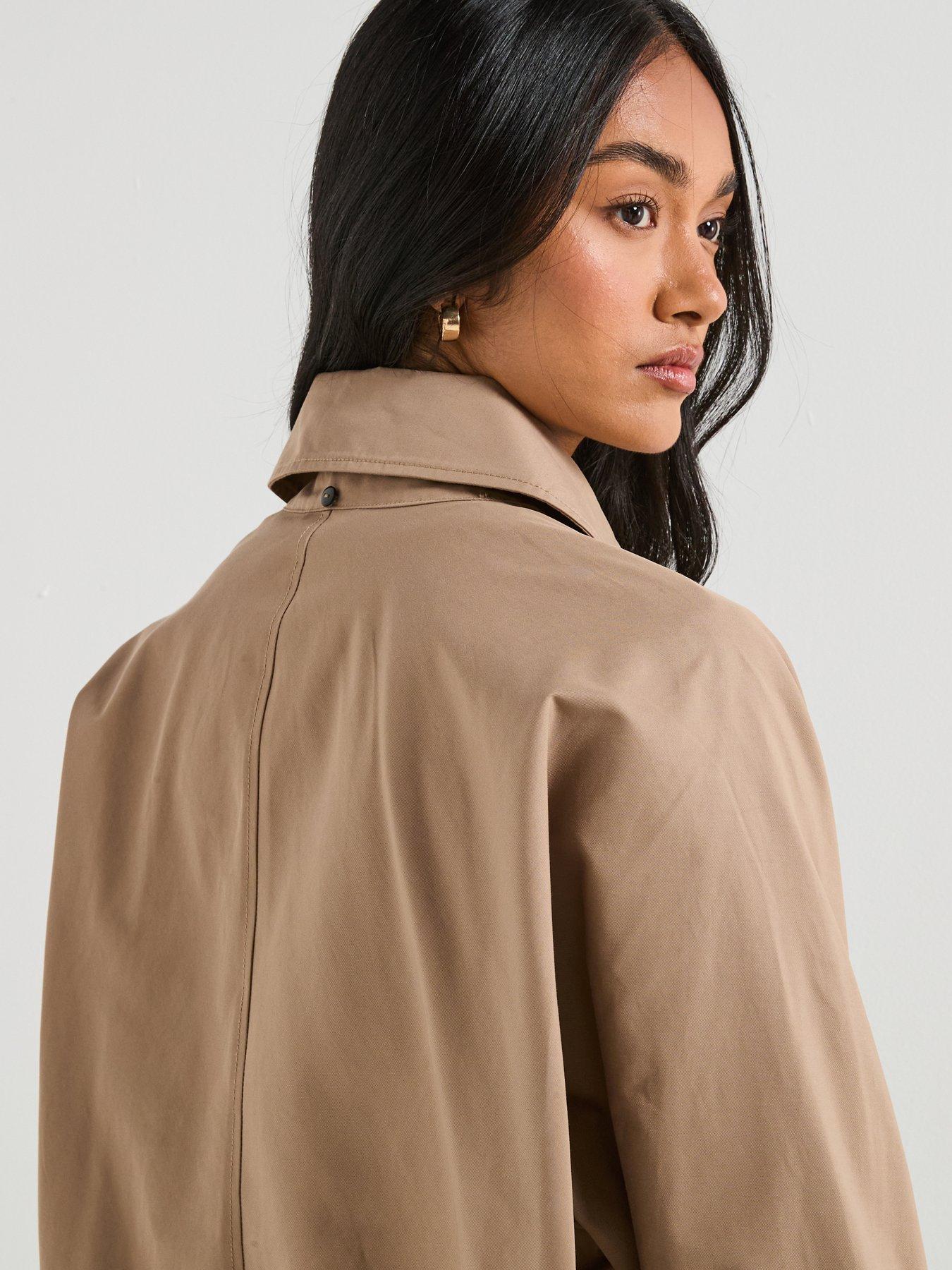 Image 5 of 6 of V by Very Short Hooded Trench - Beige