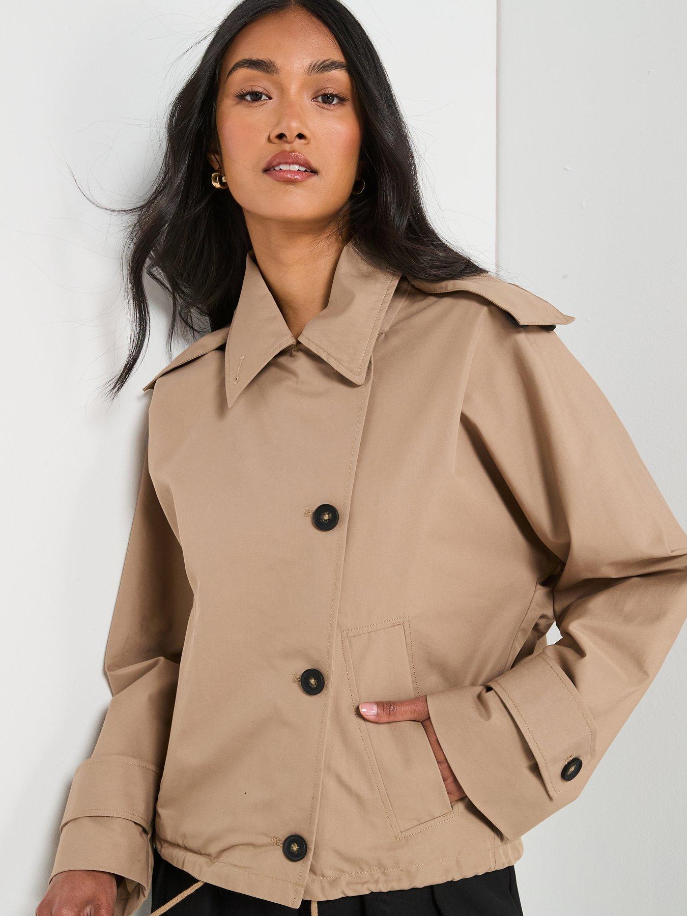 Image 6 of 6 of V by Very Short Hooded Trench - Beige