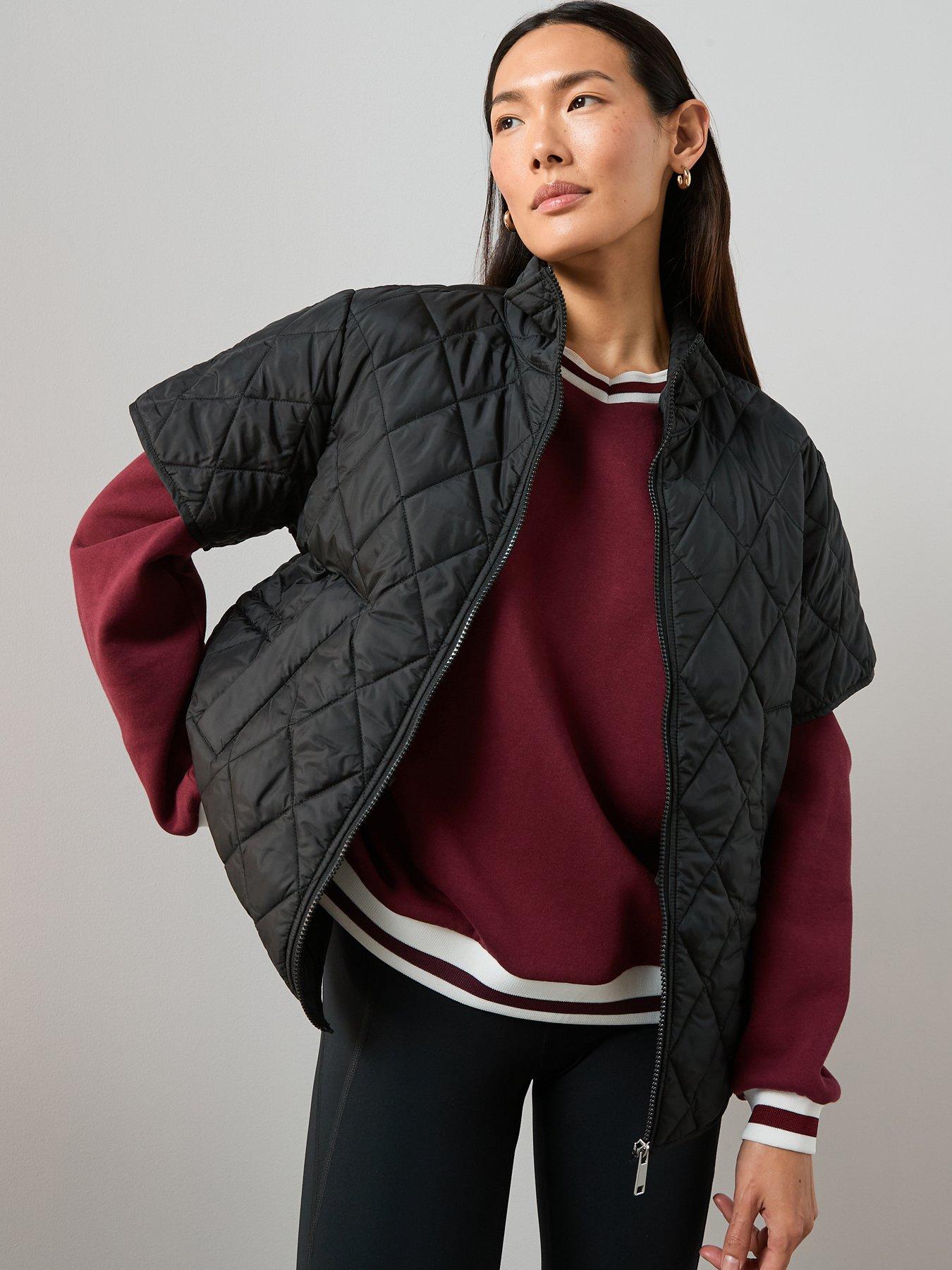 Image 1 of 7 of V by Very Grown On Sleeve Quilted Vest - Black