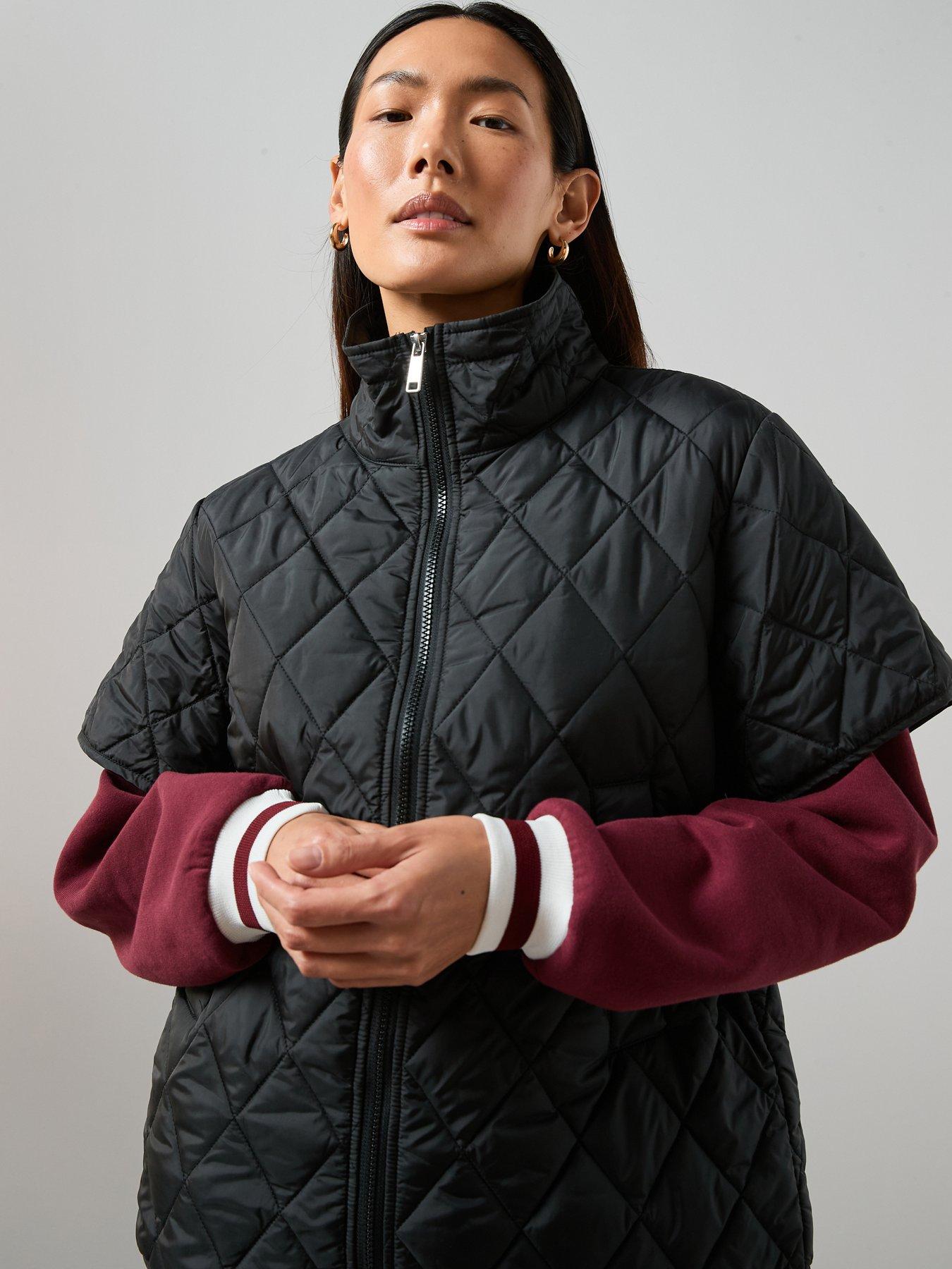 Image 4 of 7 of V by Very Grown On Sleeve Quilted Vest - Black