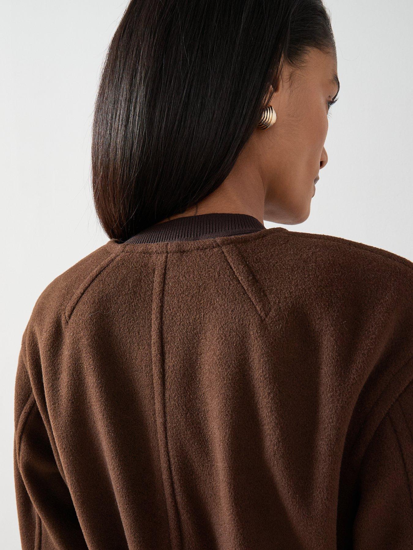Image 5 of 6 of The Very Collection Collarless Wrap Coat - Brown
