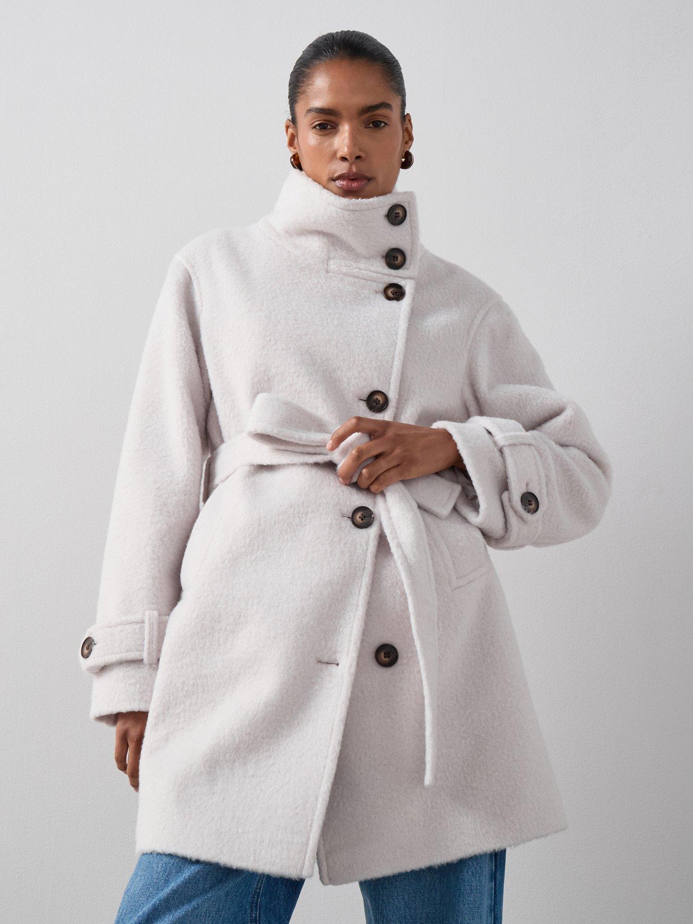 Image 1 of 6 of The Very Collection Funnel Neck Coat - Cream