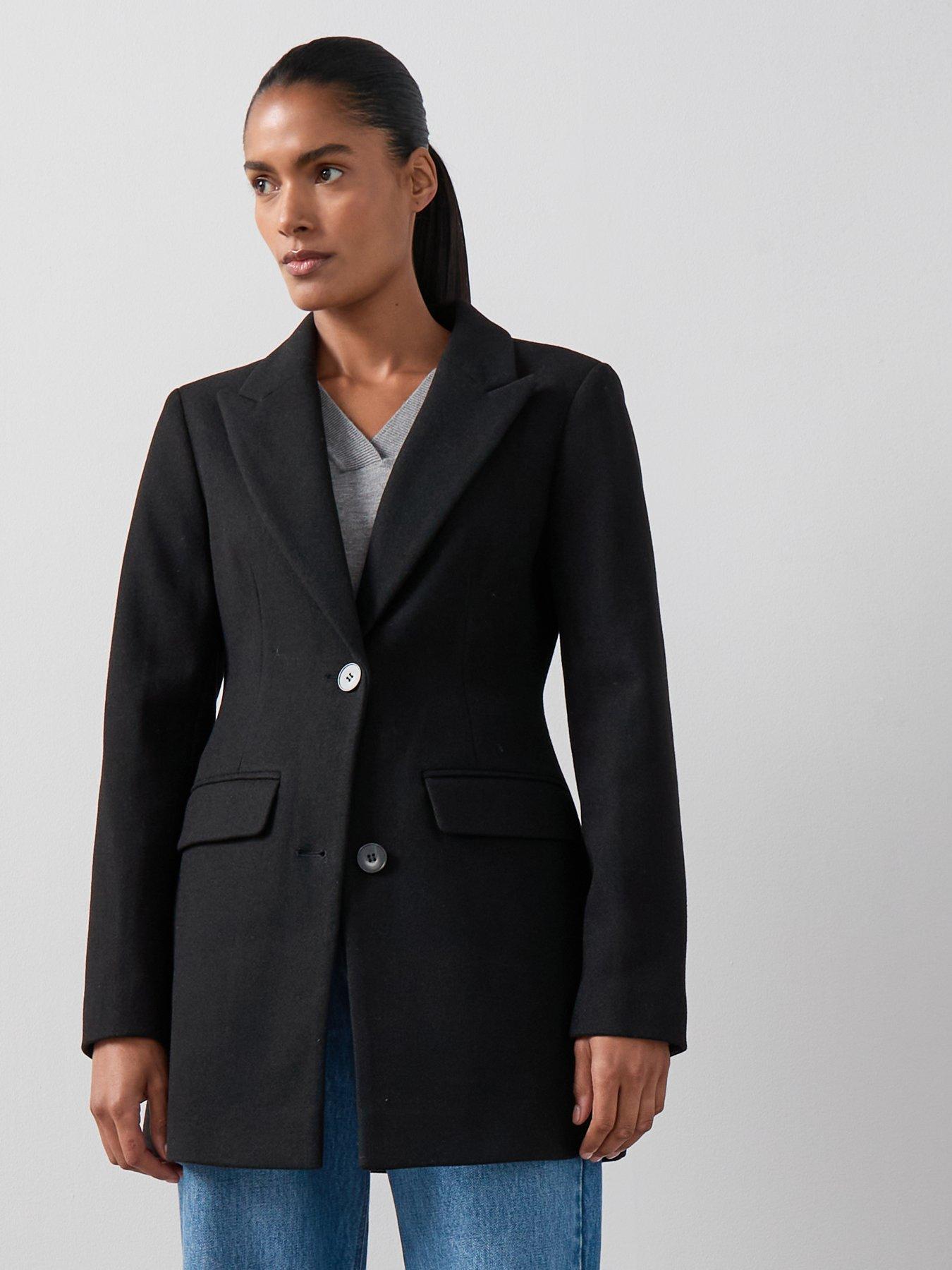 undefined Faux Wool Blazer Jacket - Black