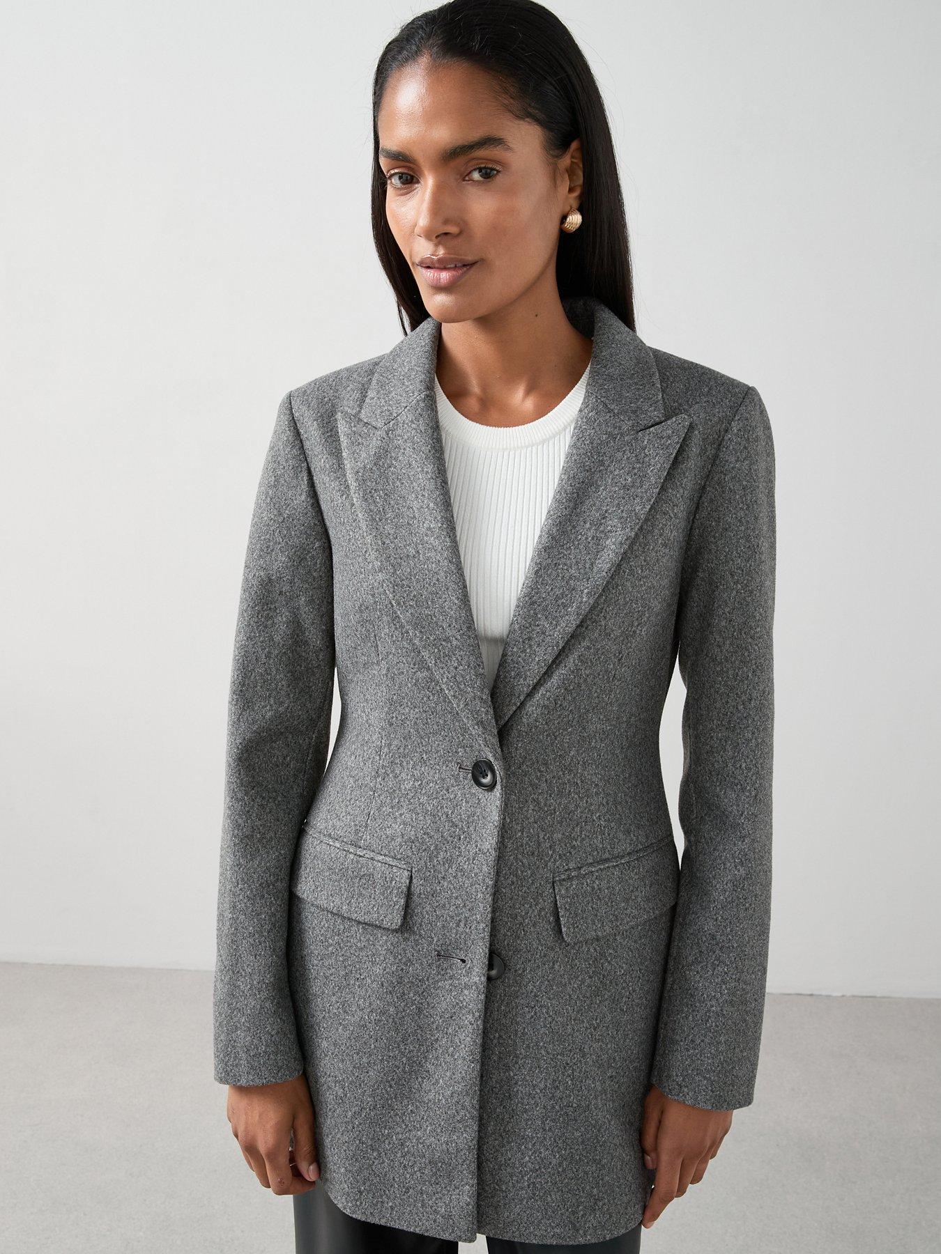 The Very Collection Faux Wool Blazer Jacket - Grey