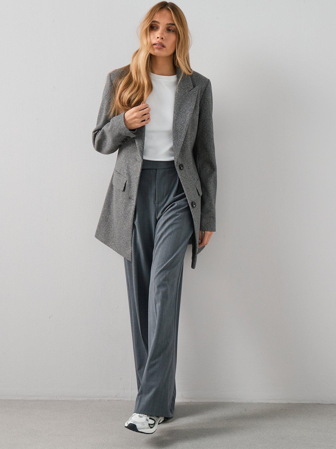 The Very Collection Faux Wool Blazer Jacket - Grey