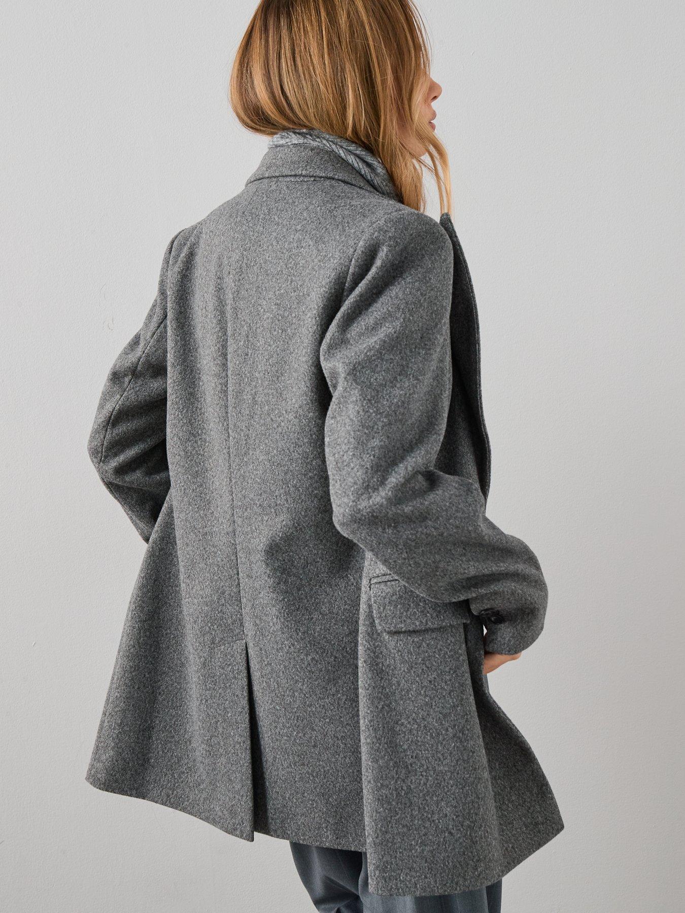 Image 2 of 7 of The Very Collection Faux Wool Blazer Jacket - Grey