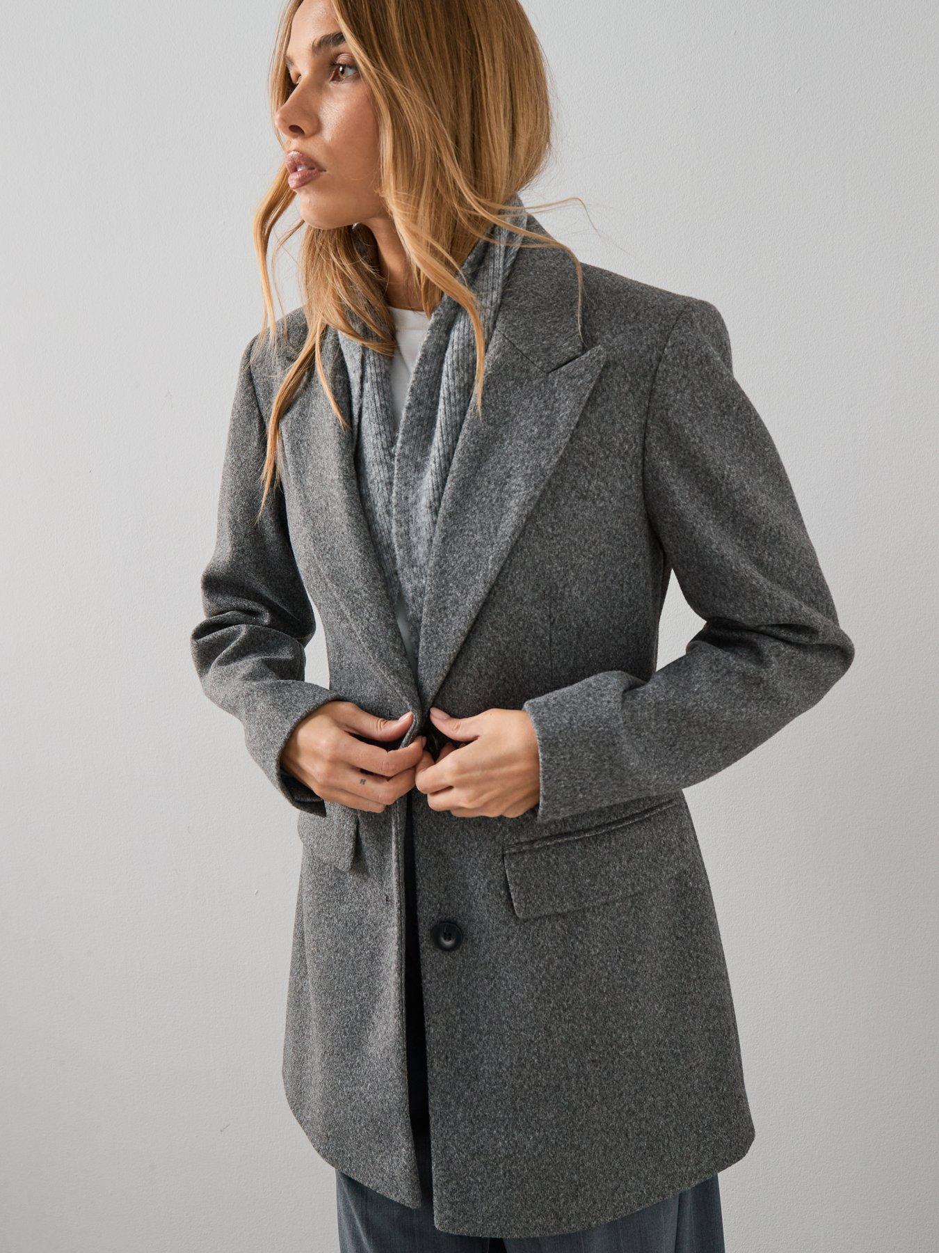 Image 4 of 7 of The Very Collection Faux Wool Blazer Jacket - Grey