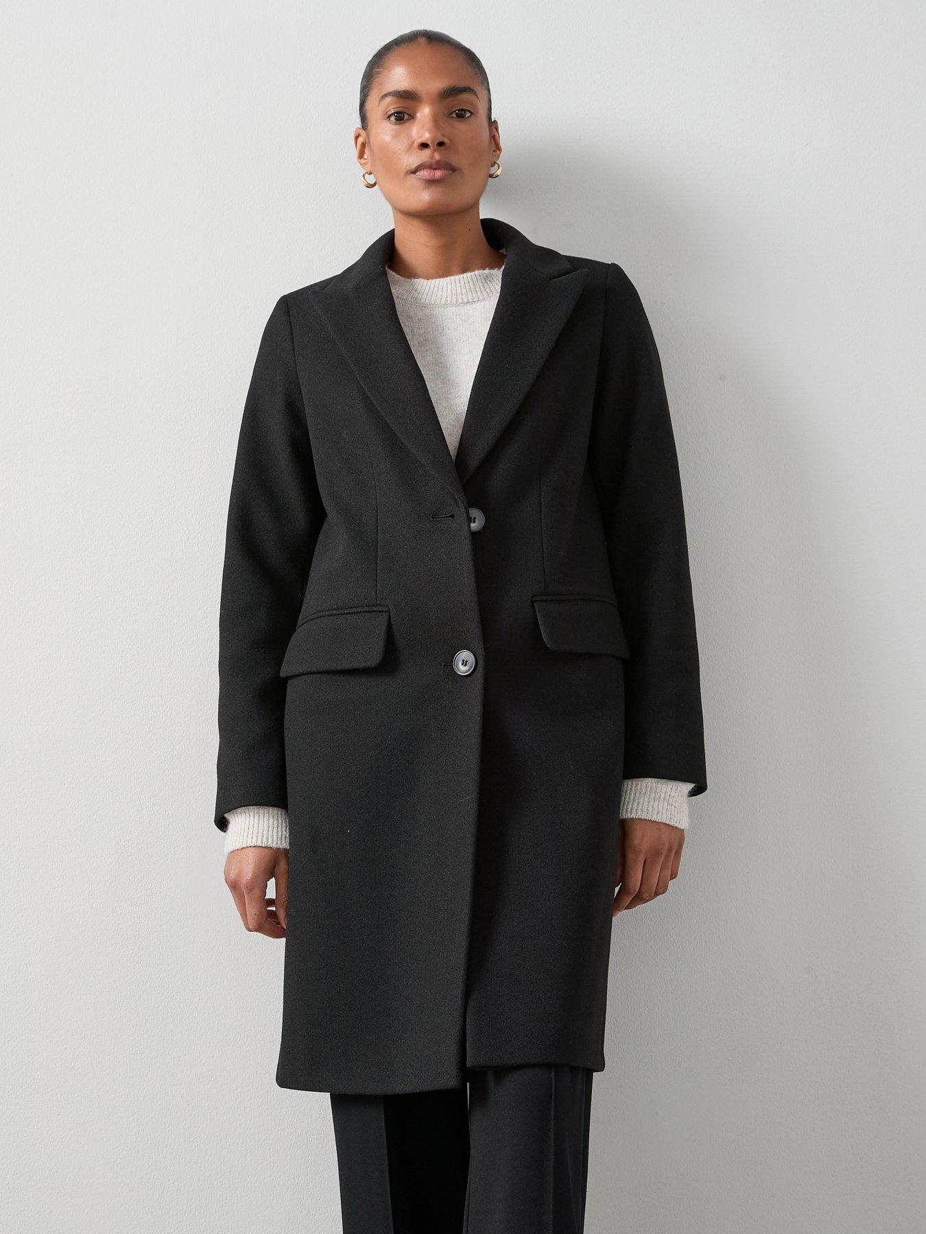 The Very Collection Faux Wool Single Breasted Coat - Black