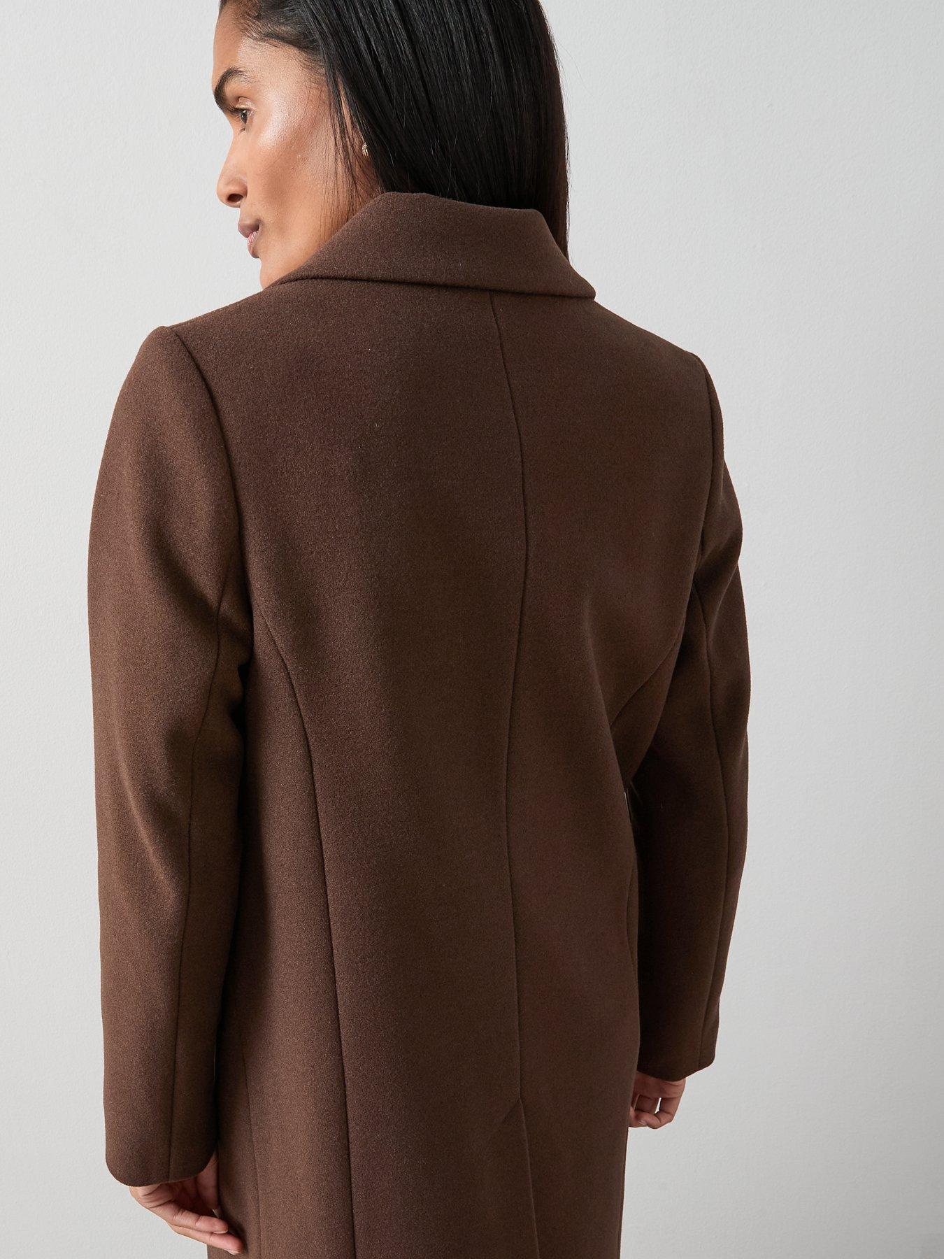 Image 2 of 6 of The Very Collection Faux Wool Single Breasted Coat - Brown
