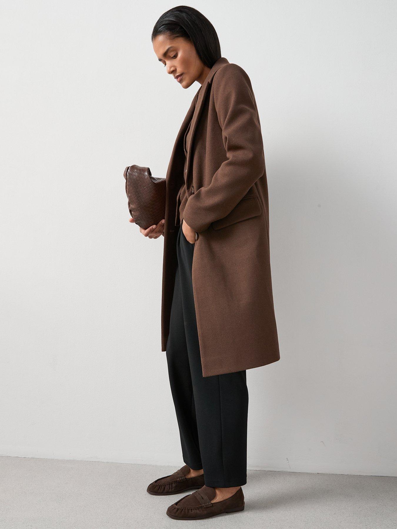 Image 6 of 6 of The Very Collection Faux Wool Single Breasted Coat - Brown