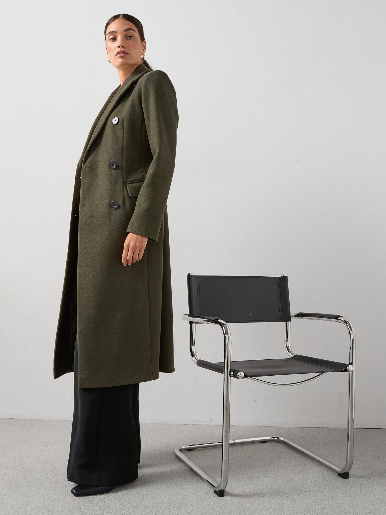 Image 5 of 6 of The Very Collection Waist Detail Double Breasted Coat - Khaki