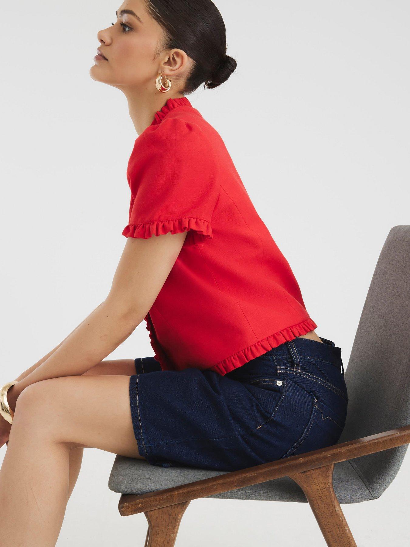 Image 4 of 4 of River Island Longline Bermuda Short - Dark Denim