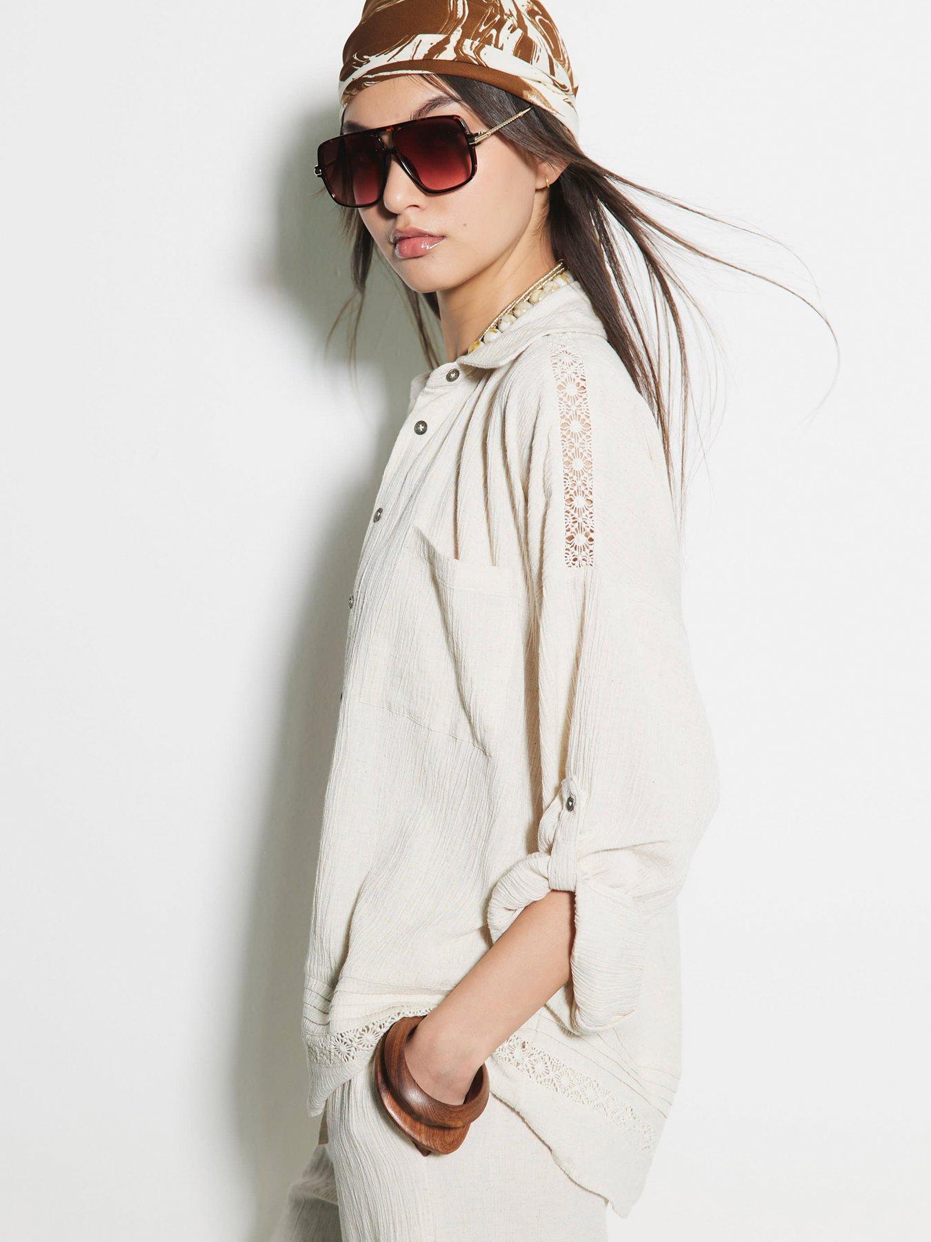 Image 3 of 4 of River Island Crinkle Pocket Shirt - Stone