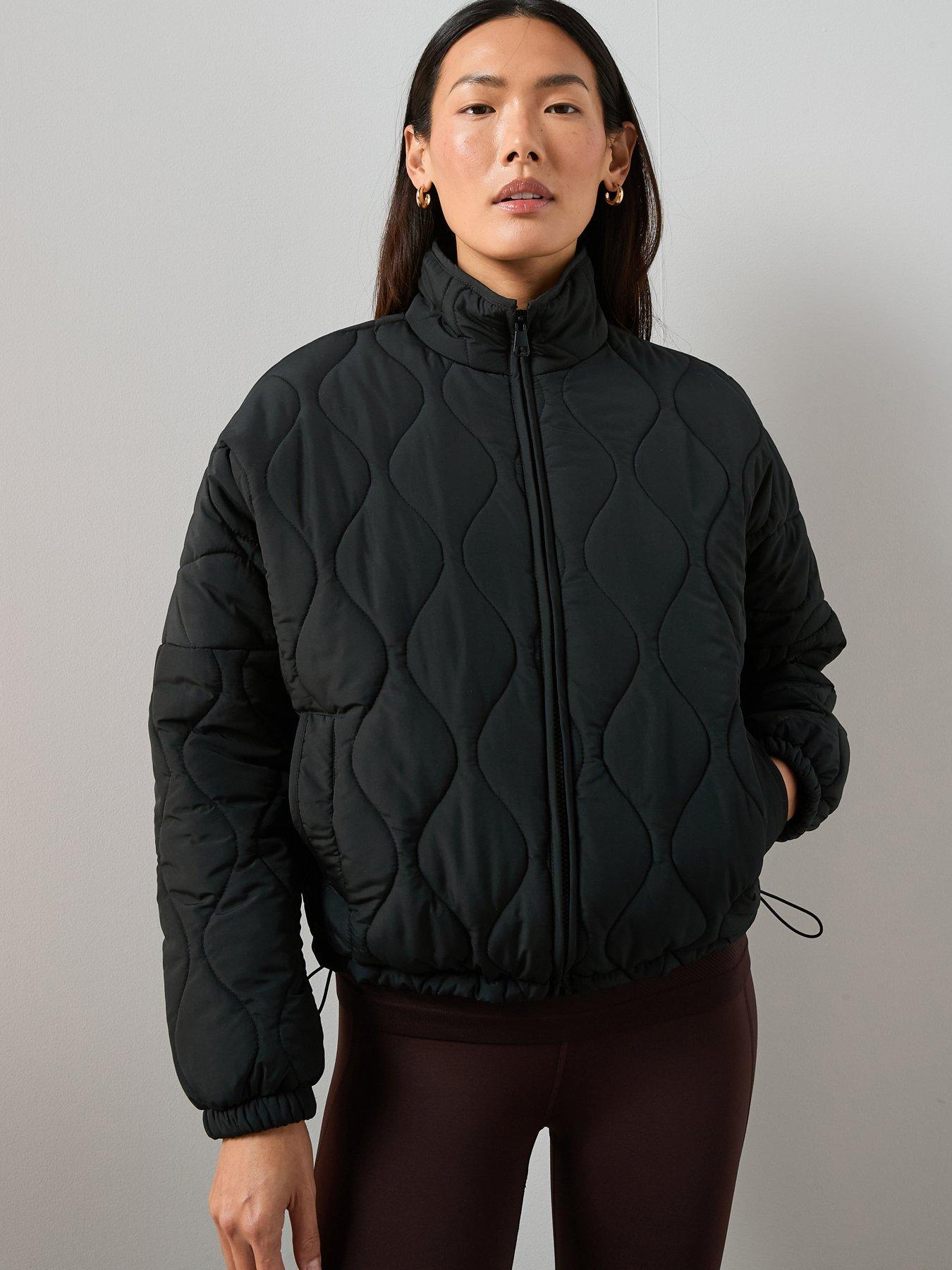 Image 1 of 7 of V by Very Funnel Neck Quilted Bomber - Black