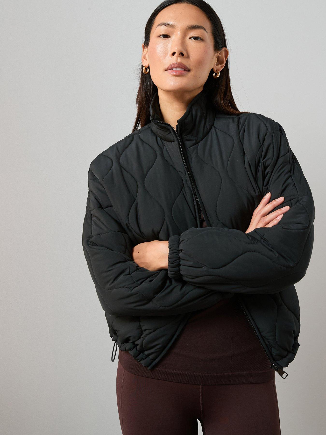 Image 4 of 7 of V by Very Funnel Neck Quilted Bomber - Black