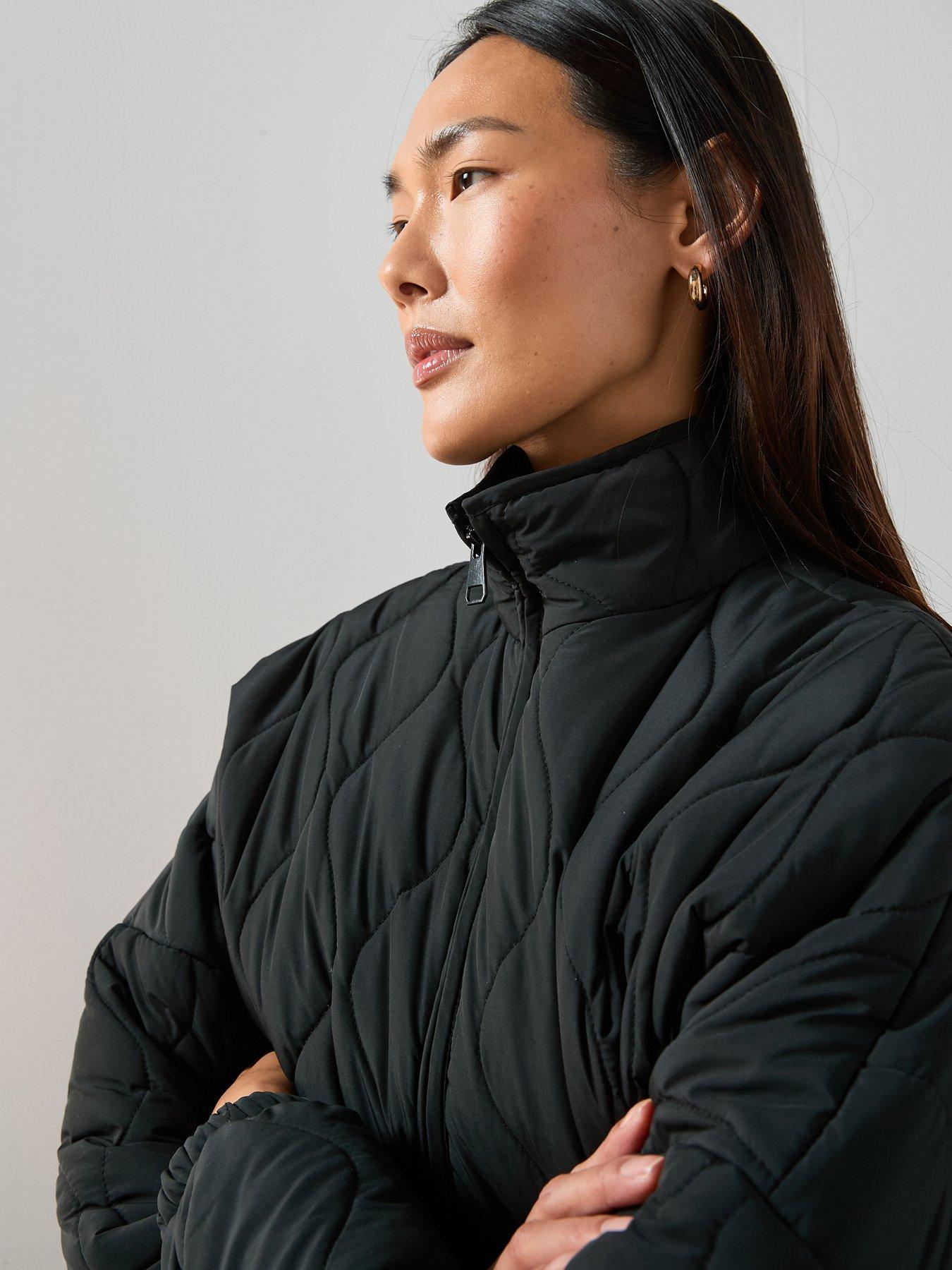 Image 6 of 7 of V by Very Funnel Neck Quilted Bomber - Black