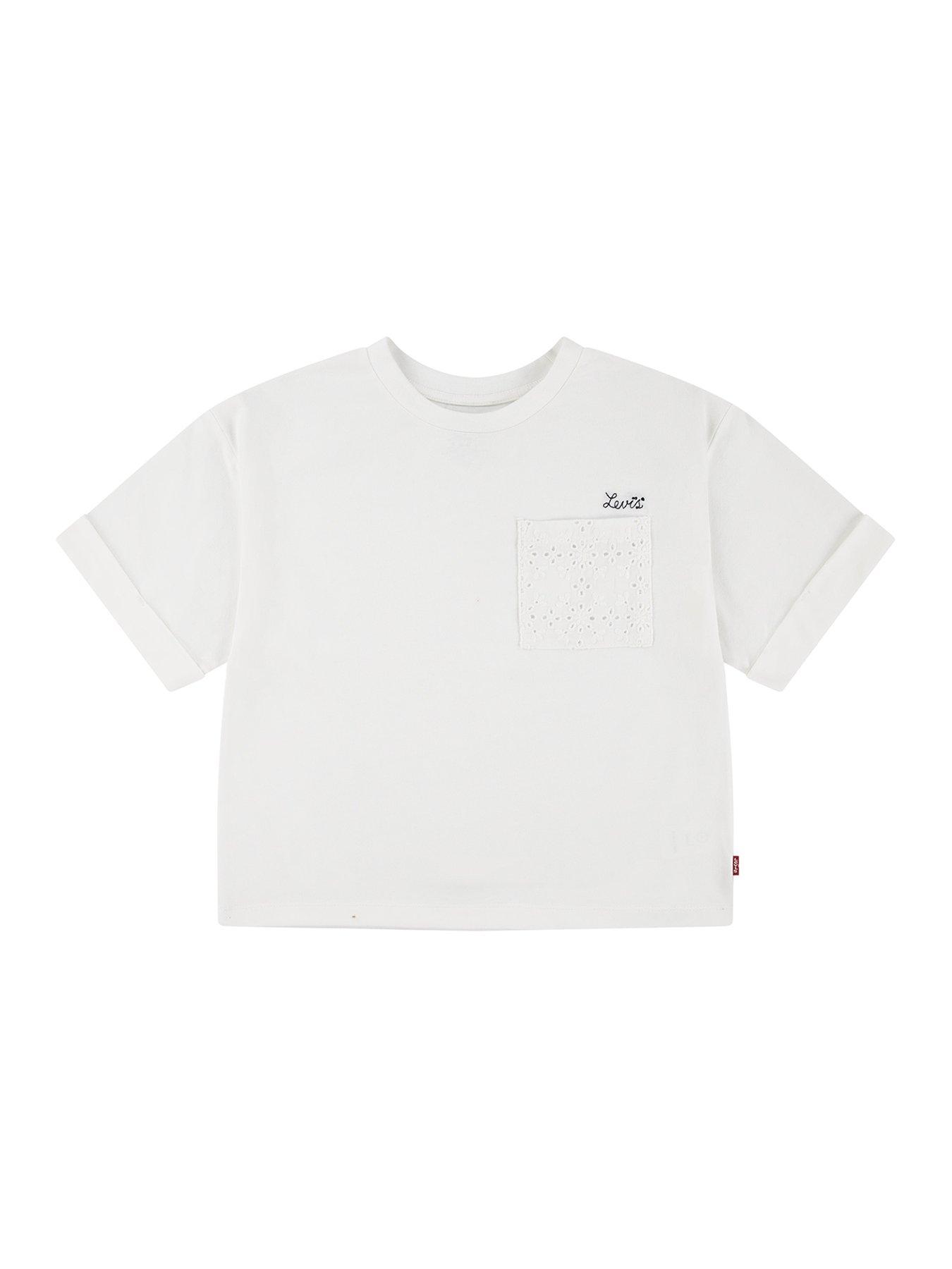 undefined Girls Roll Cuff Short Sleeve T-Shirt - White