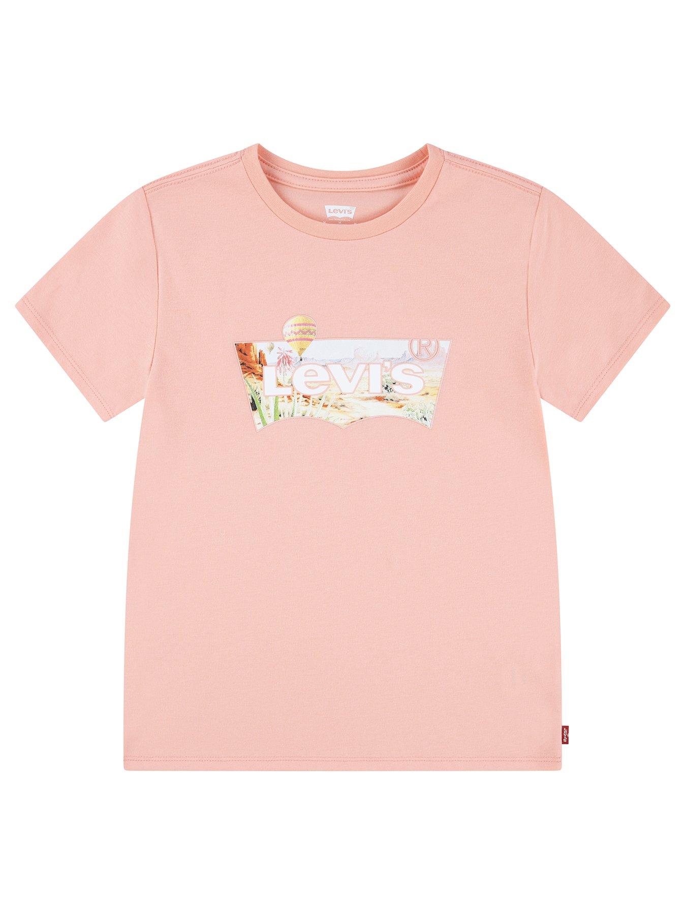 Image 1 of 7 of Levi's Girls Hot Air Balloon Batwing Short Sleeve T-Shirt - Pink