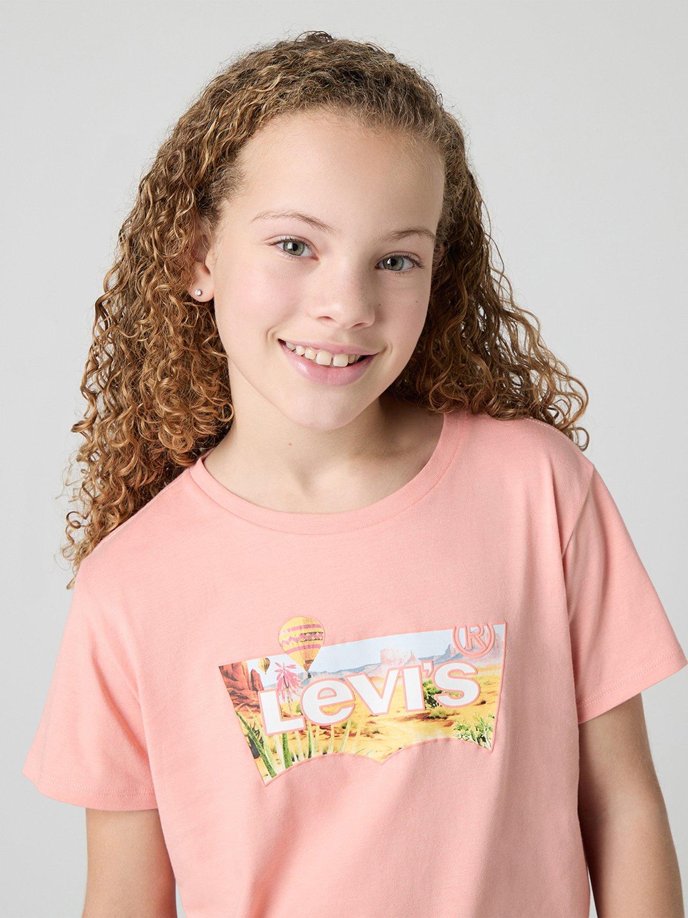 Image 5 of 7 of Levi's Girls Hot Air Balloon Batwing Short Sleeve T-Shirt - Pink