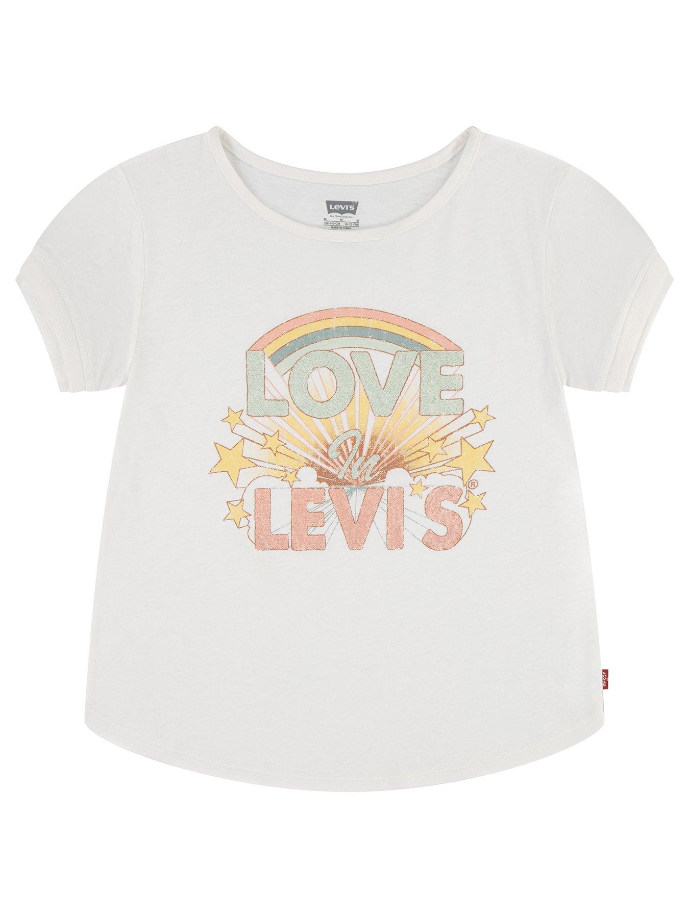 Levi's Girls Double Cuff Short Sleeve T-Shirt - Cream