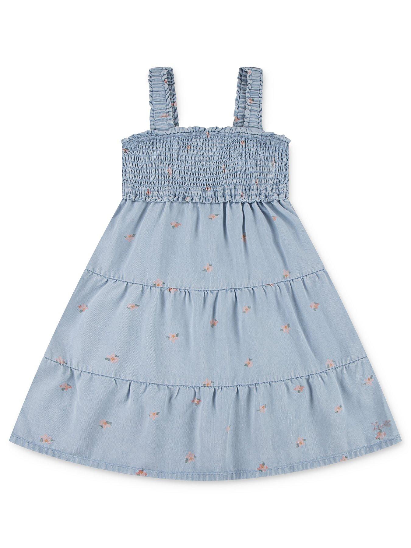 undefined Girls Baby Doll Smocked Dress - Light Blue