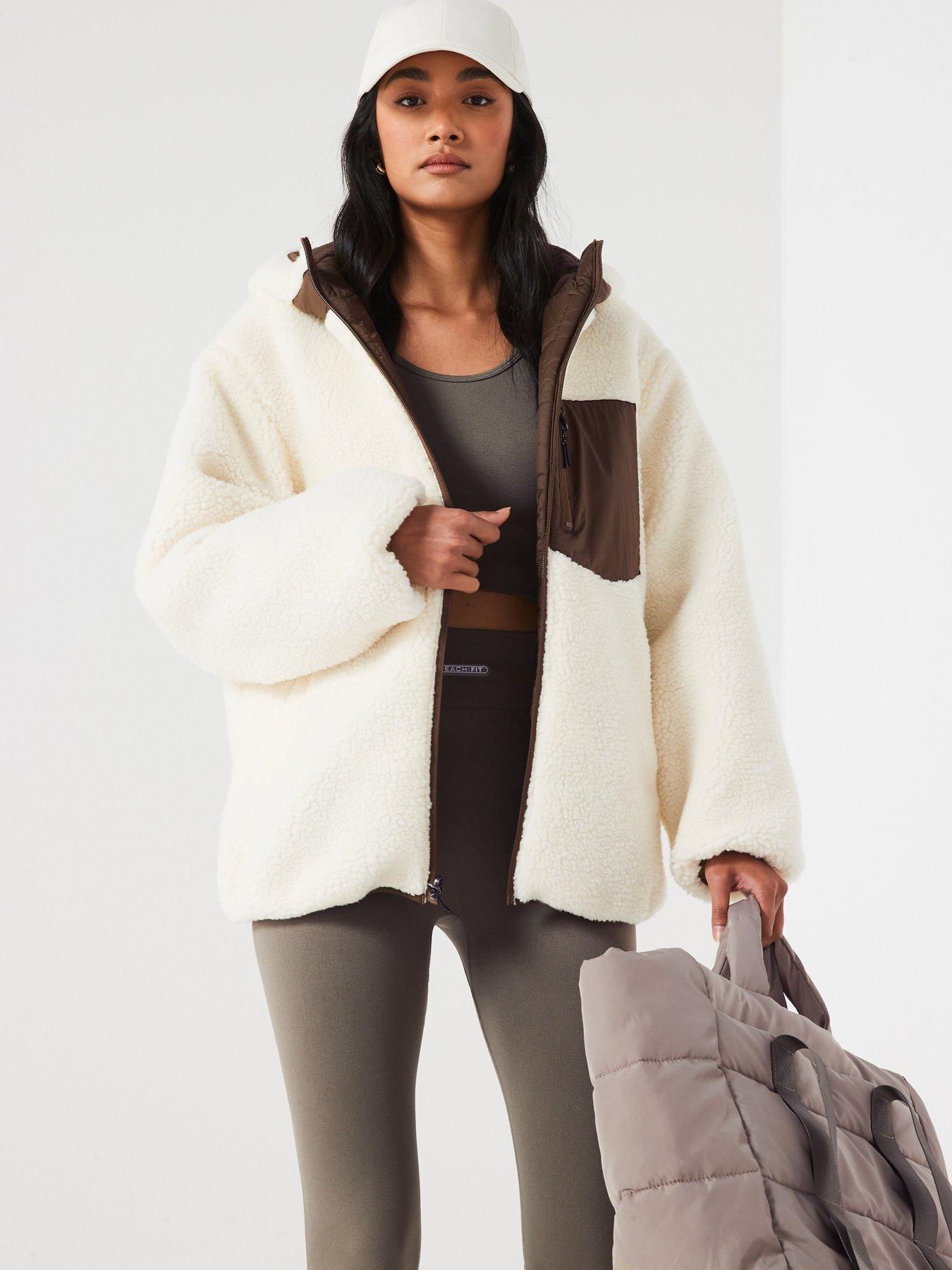 The Very Collection Reversible Borg Quilted Jacket- Chocolate  &  Beige