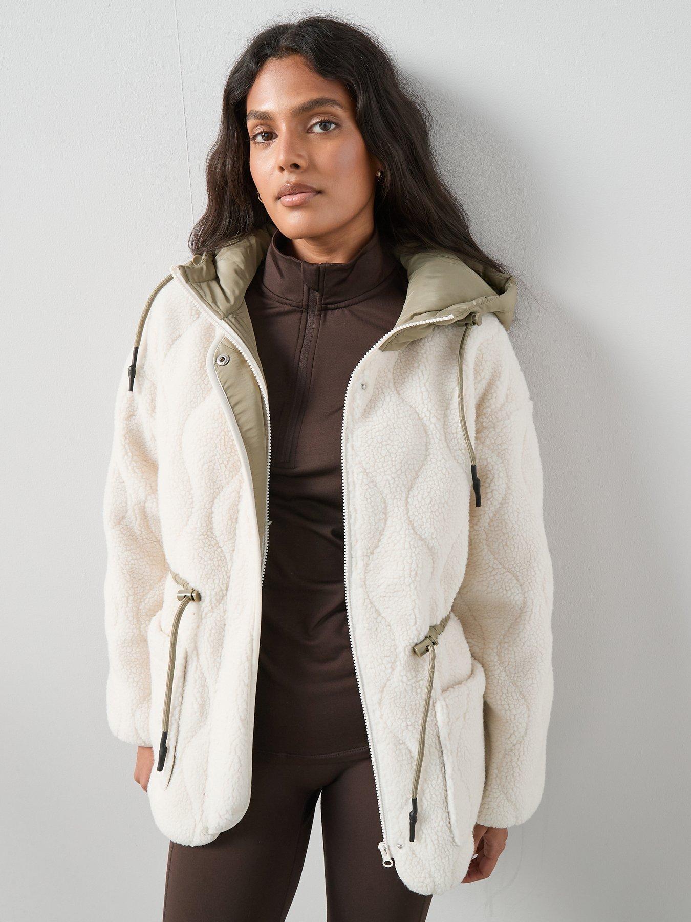 The Very Collection Borg Layered Quilted Coat - Cream