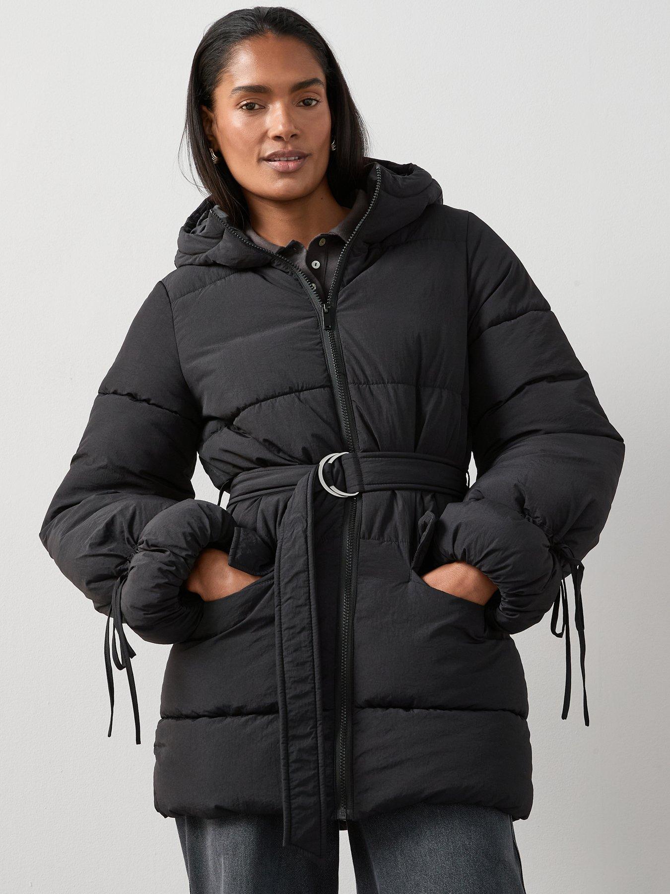 The Very Collection Cuff Detail Padded Jacket  - Black
