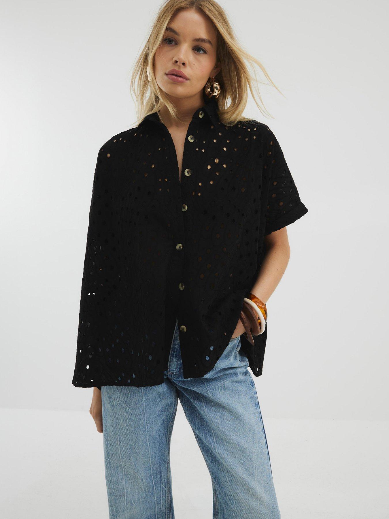 undefined Broderie Shirt - Black