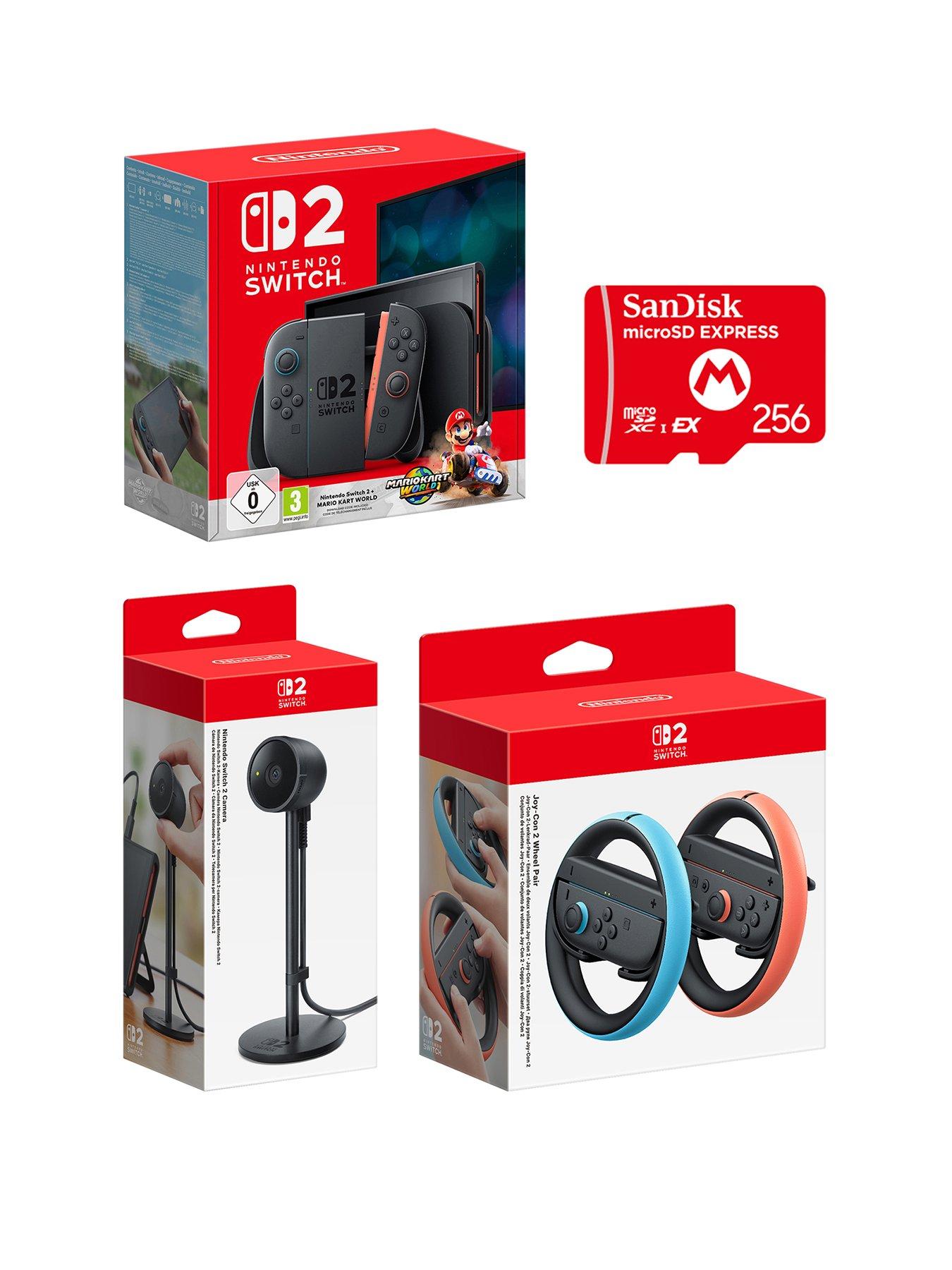 undefined + Mario Kart World + 2x Joy-Con 2 Wheels + Camera + 256GB SanDisk microSD Express Card for