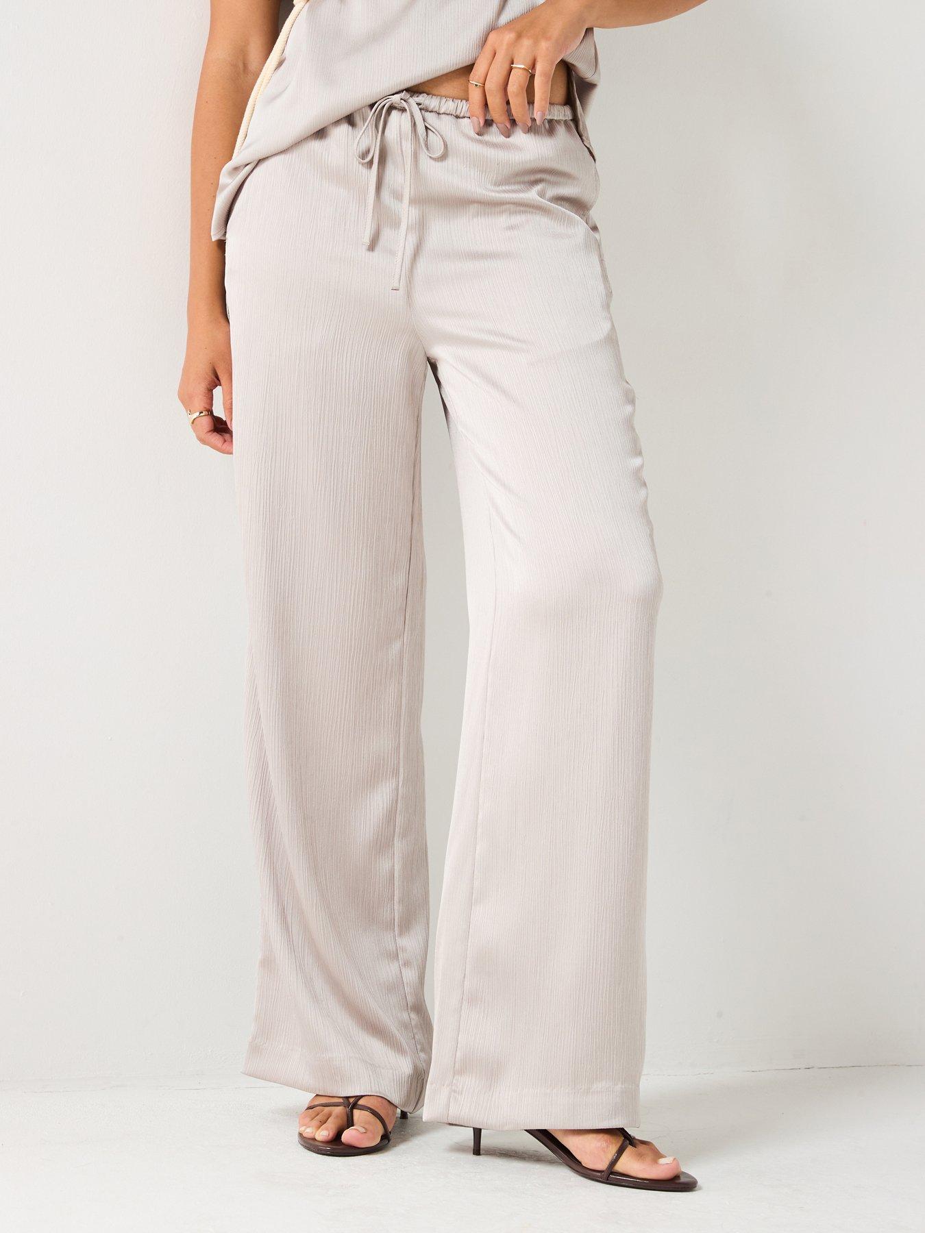 V by Very Satin Pleated Trousers - Grey